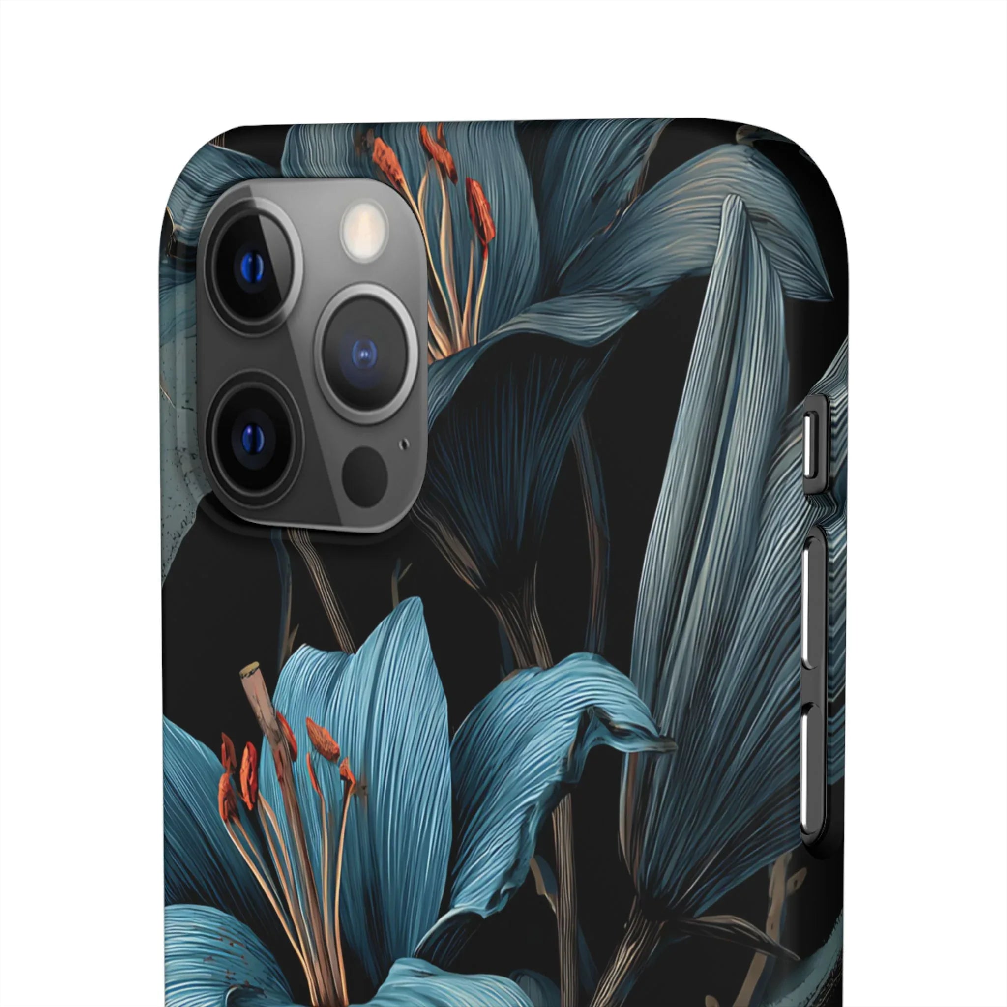 Blue Lily Floral Phone Case for iPhone 11-17 and Galaxy S20-S25 - KARARMDESIGN