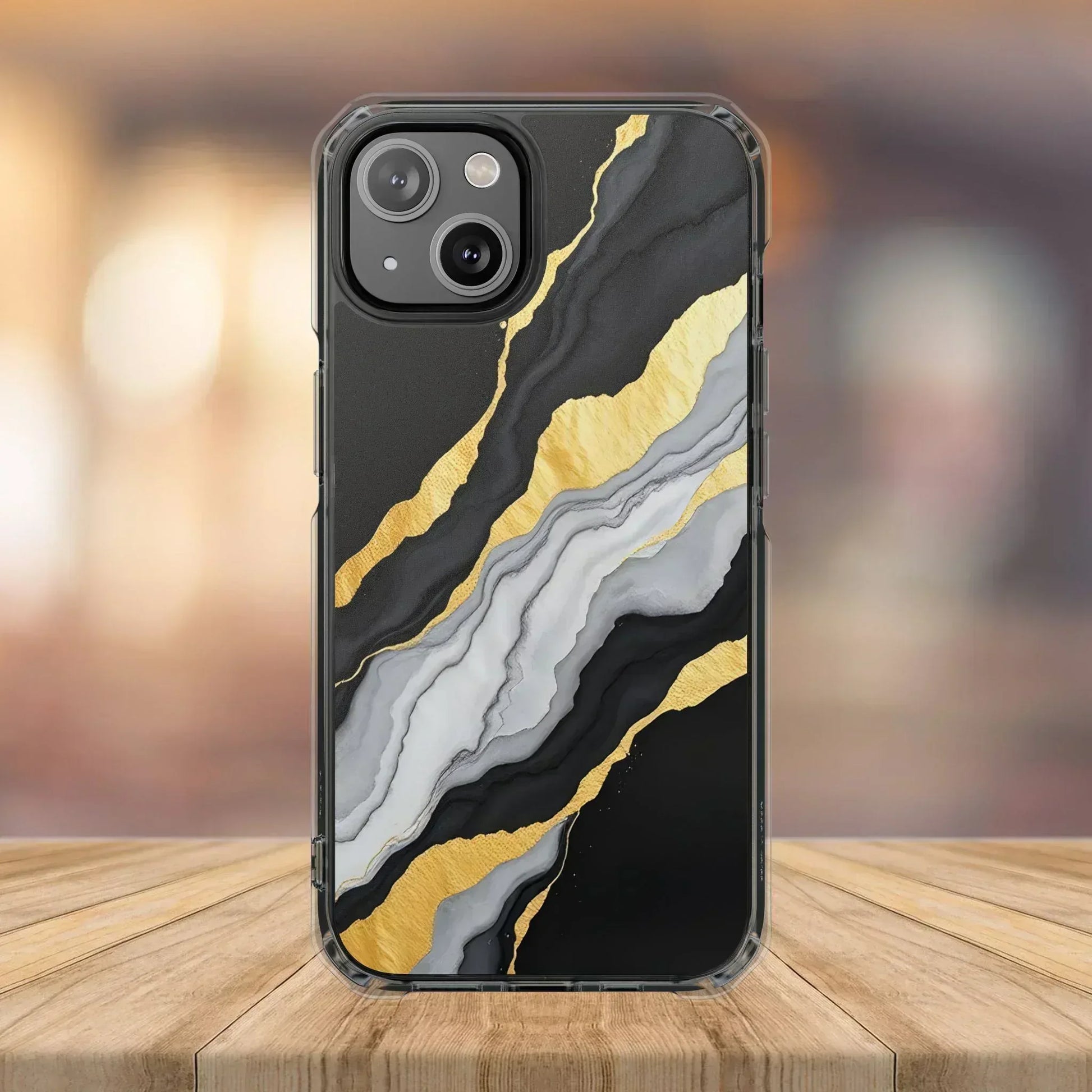Luxury Black and Gold Marble Magnetic Phone Case for iPhone 14-16 Models - KARARMDESIGN