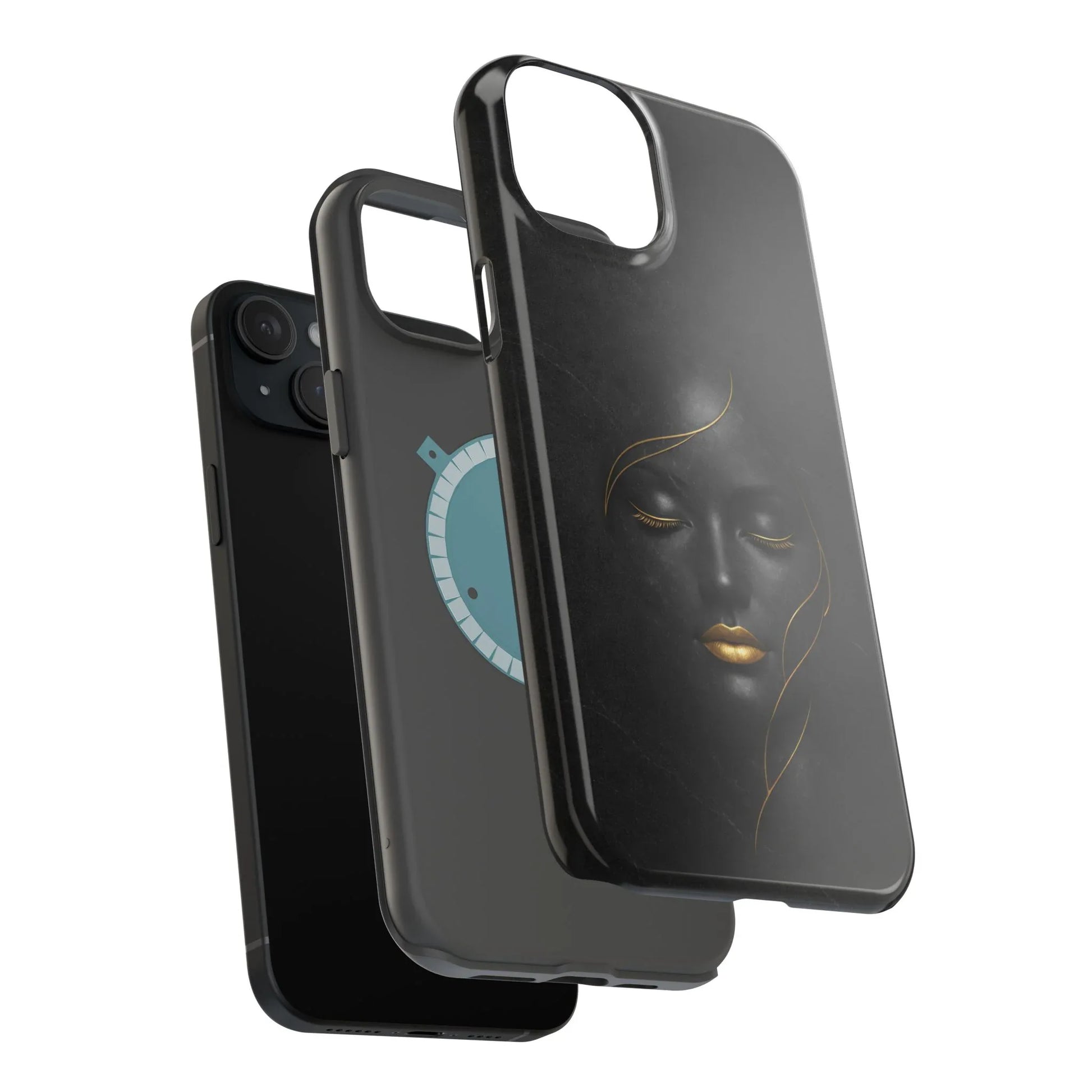 Black Gold Face Phone Case for iPhone 13-17 - KARARMDESIGN