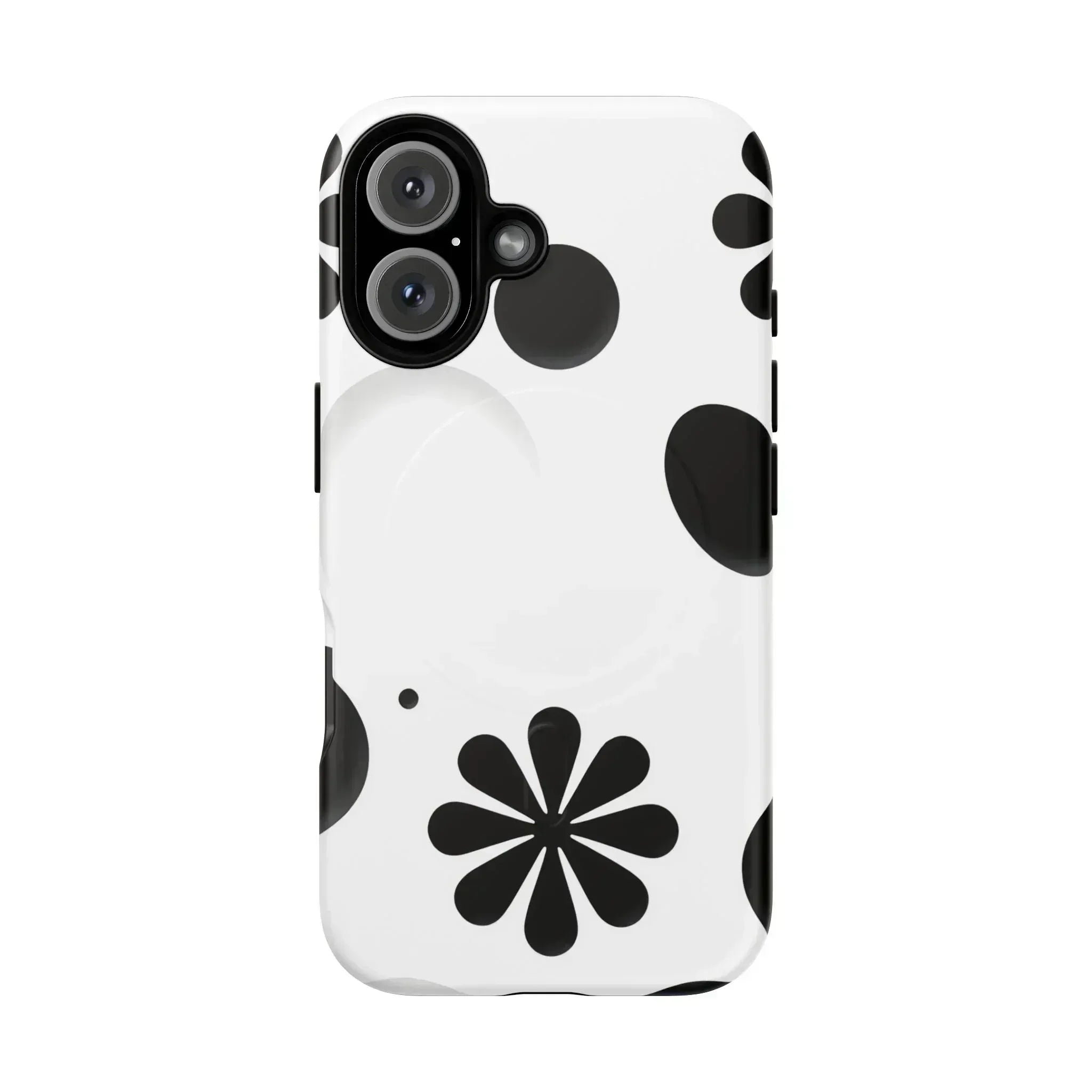 Elegant Black Floral Magnetic Phone Case for iPhone 14-16 - KARARMDESIGN