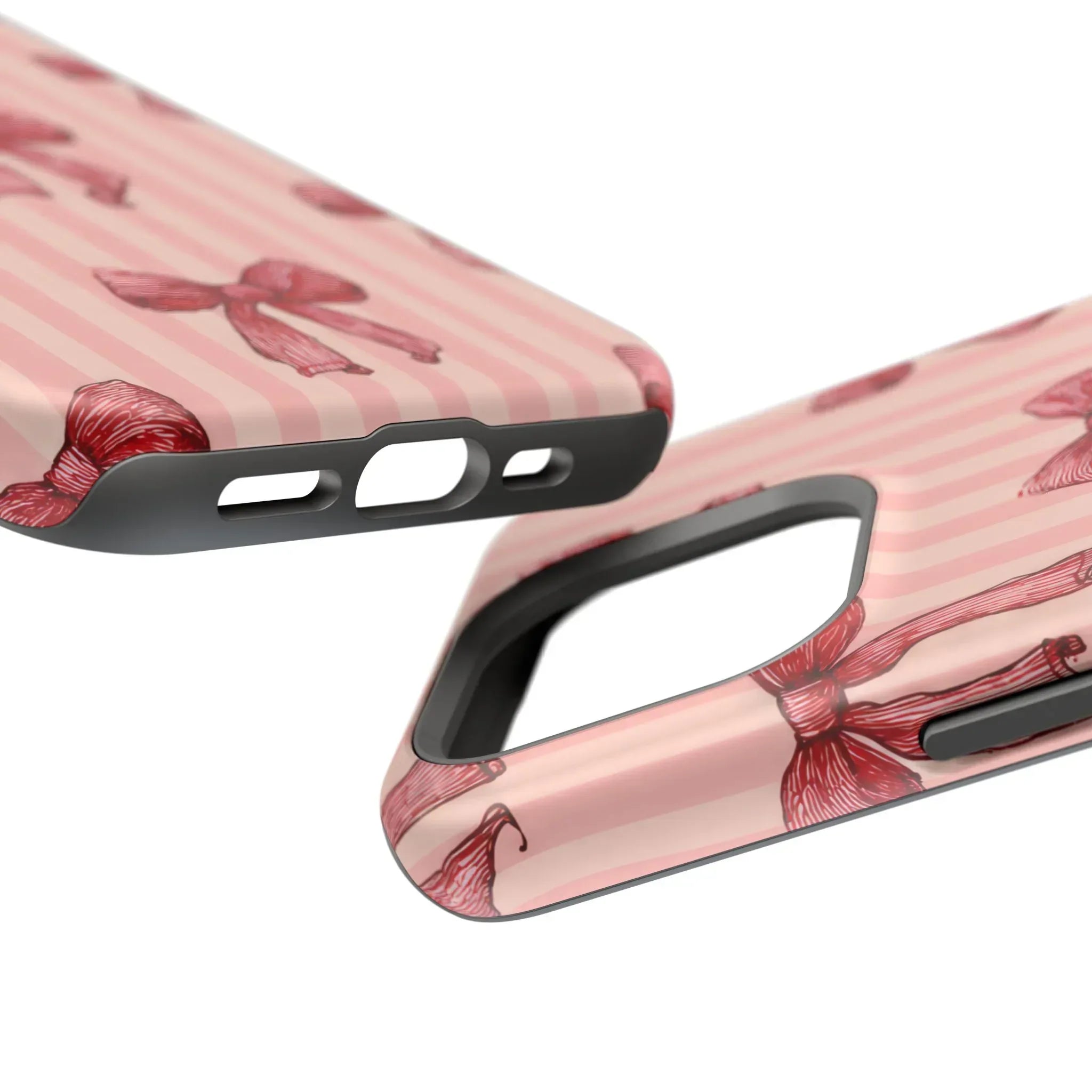 Red Bow Stripe Phone Case for iPhone 11-17 & Galaxy S21-S22 - KARARMDESIGN