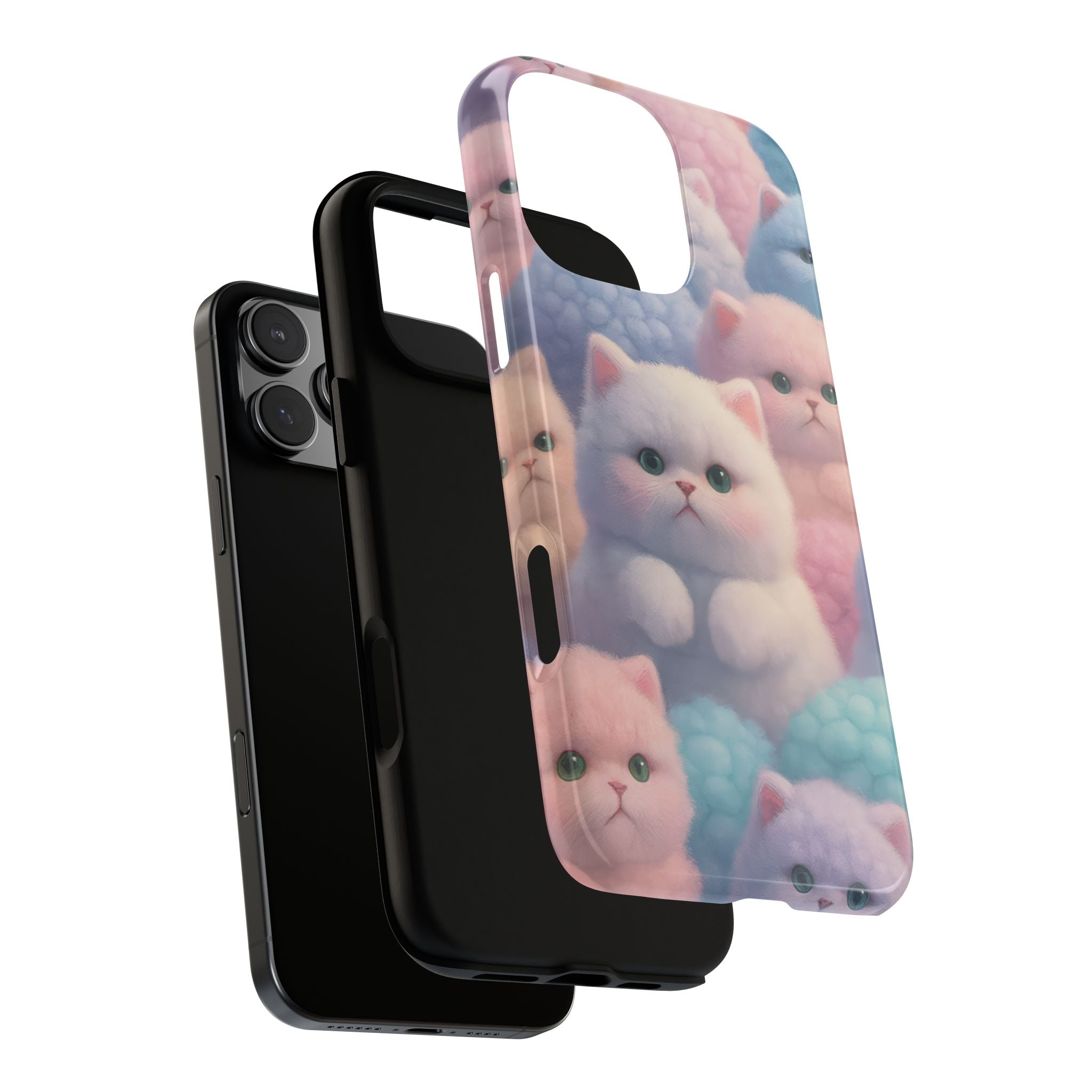 Pastel Kitten Phone Case for iPhone 8-17 and Samsung Galaxy S10-S25 Models - KARARMDESIGN