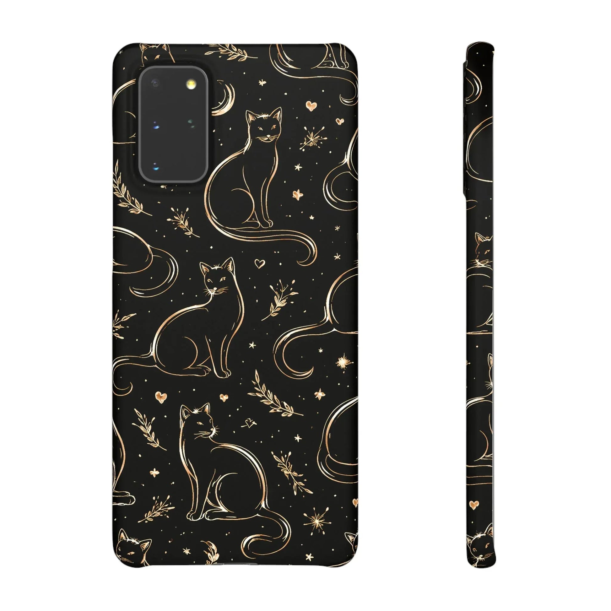 Golden Cat Pattern Phone Case for iPhone 11–17 & Galaxy S21–S25 - KARARMDESIGN