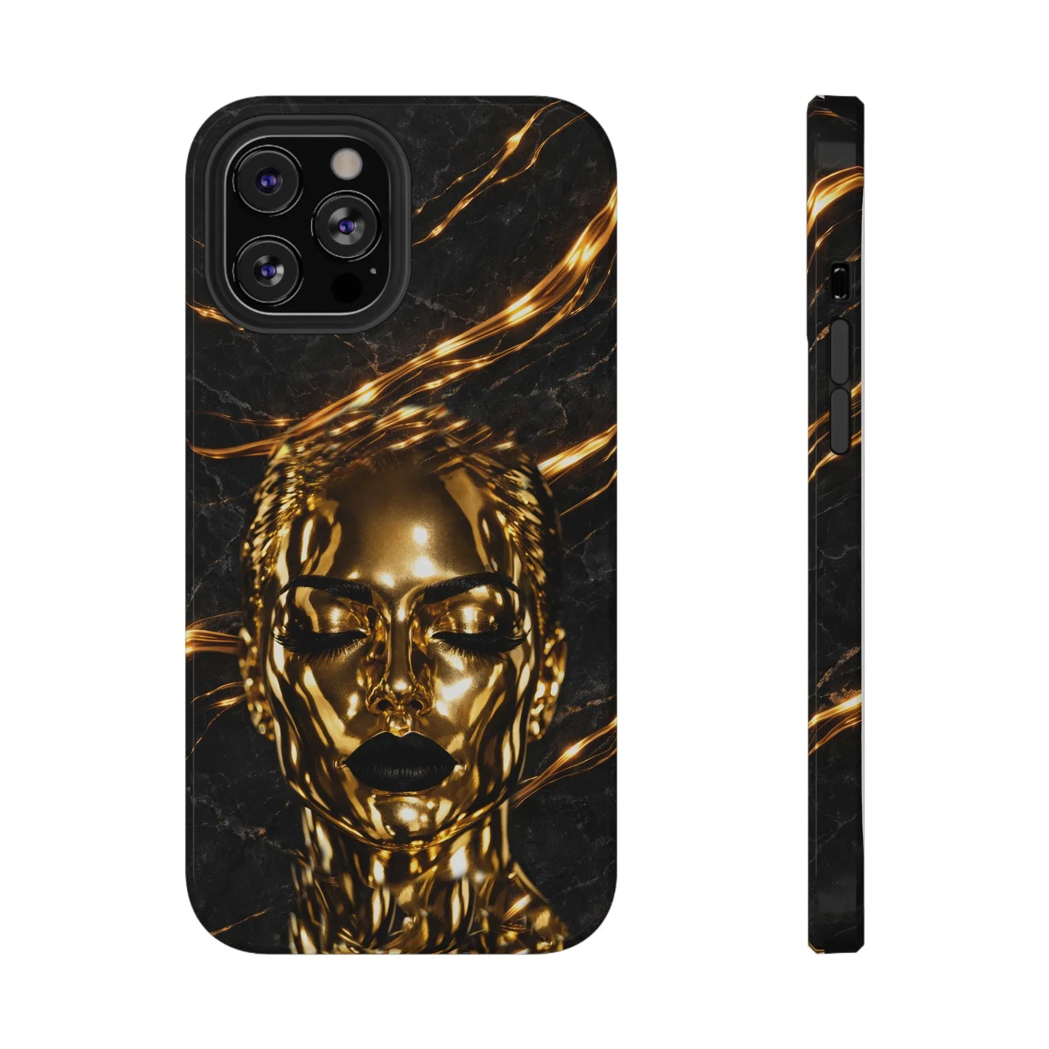 Luxury Gold Portrait Phone Case for iPhone 11-17 and Galaxy S21-S25 - KARARMDESIGN