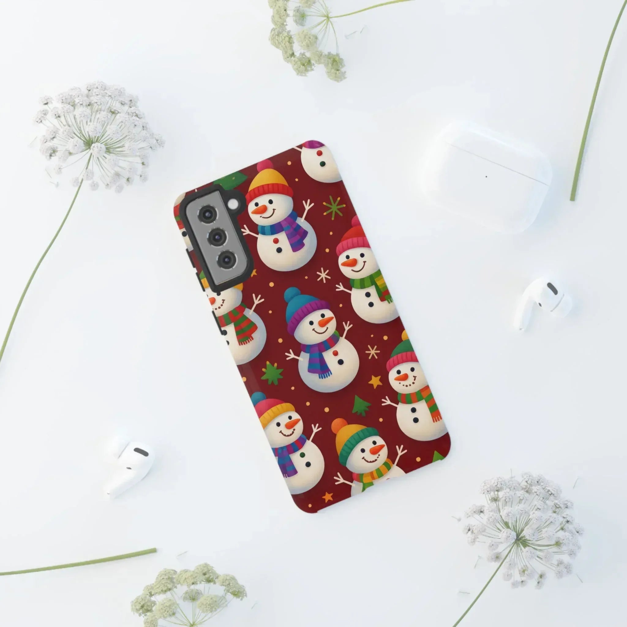 Festive Snowmen Parade Phone Case for iPhone 11–17 and Galaxy S10–S25 - KARARMDESIGN
