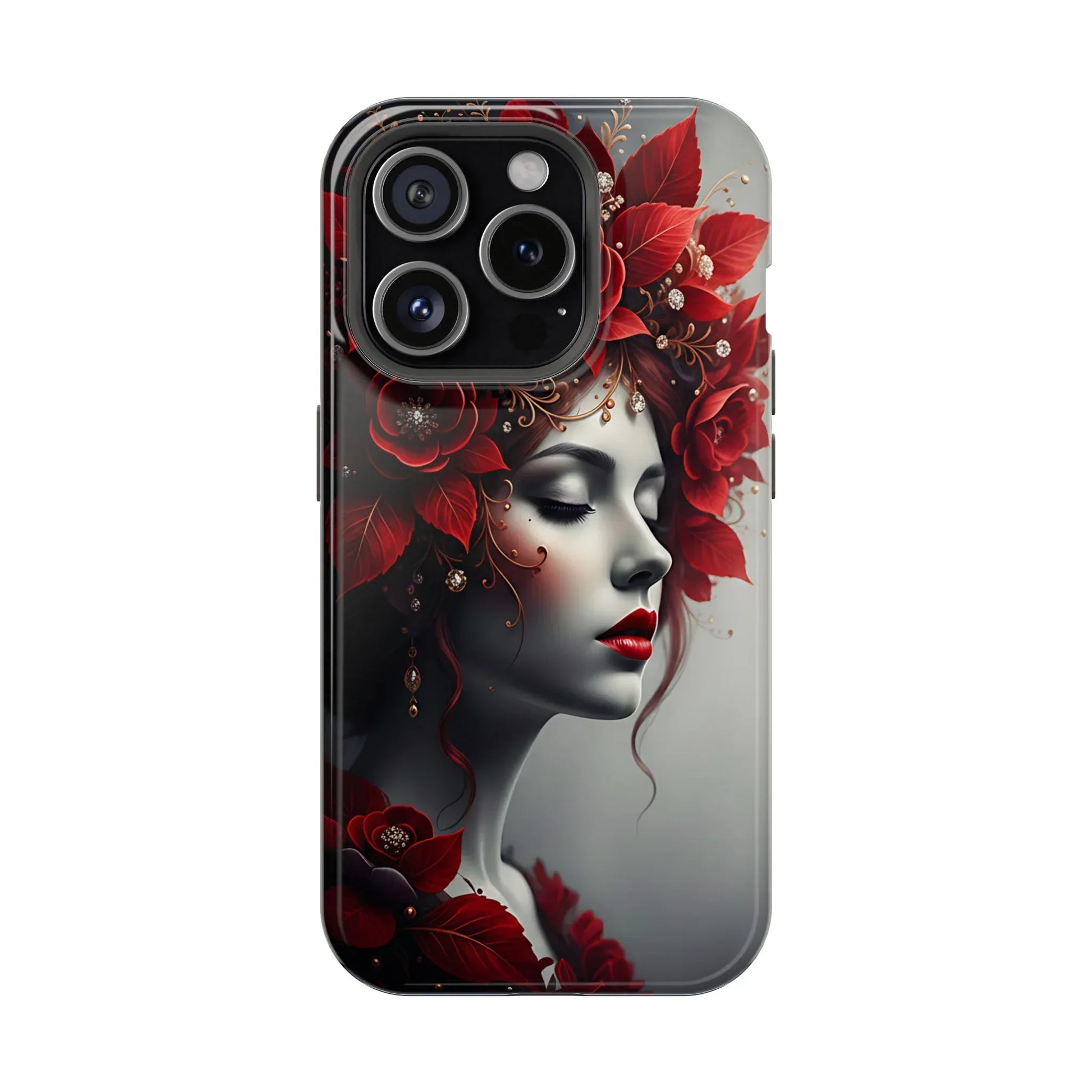 Scarlet Bloom Portrait Phone Case for iPhone 13-17 - KARARMDESIGN