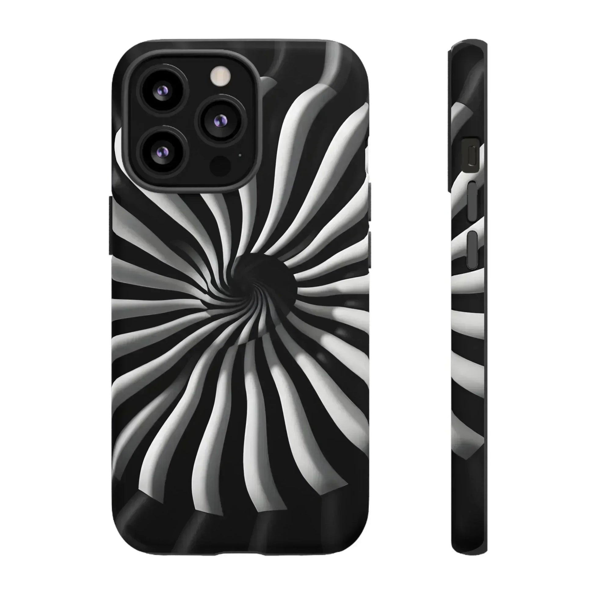 Hypnotic Black and White Spiral Phone Case for iPhone & Galaxy - KARARMDESIGN