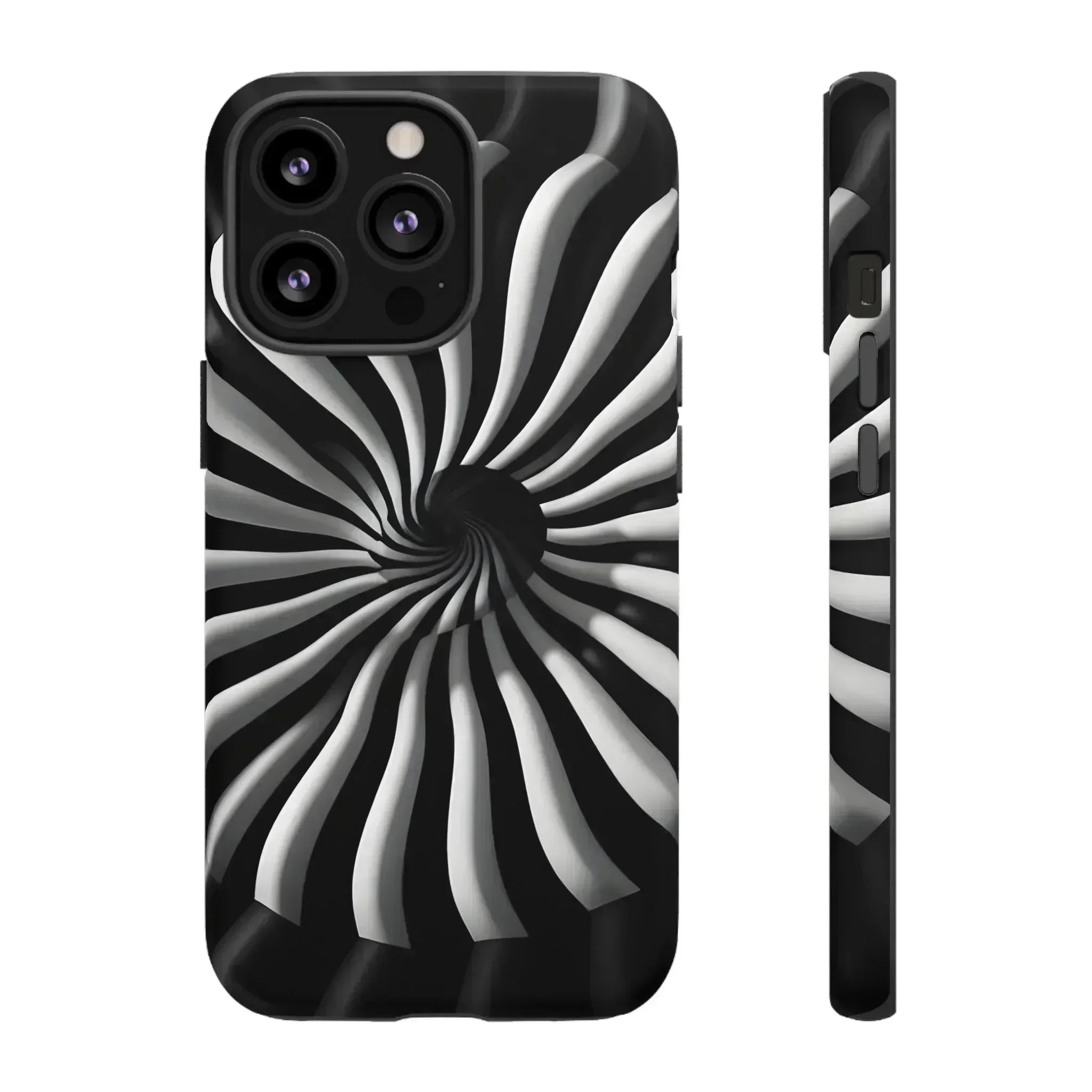 Hypnotic Black and White Spiral Phone Case for iPhone & Galaxy - KARARMDESIGN