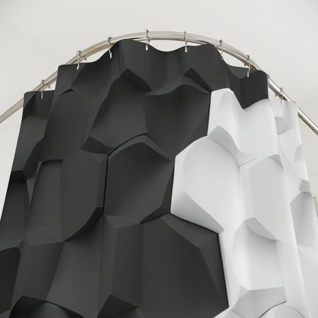 Black & White 3D Geometric Modern Minimalist Shower Curtain - KarArmDesign