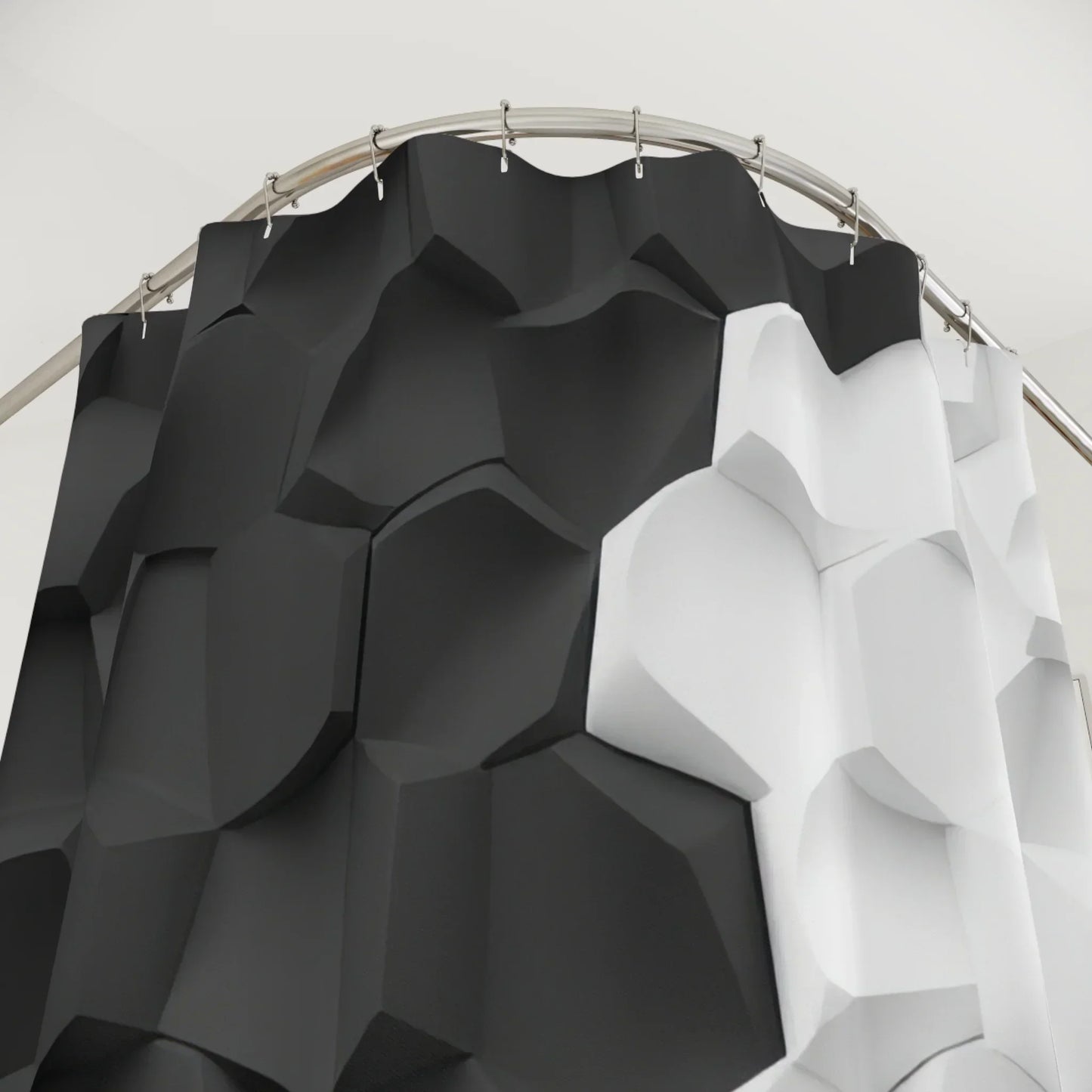 Black & White 3D Geometric Modern Minimalist Shower Curtain - KarArmDesign