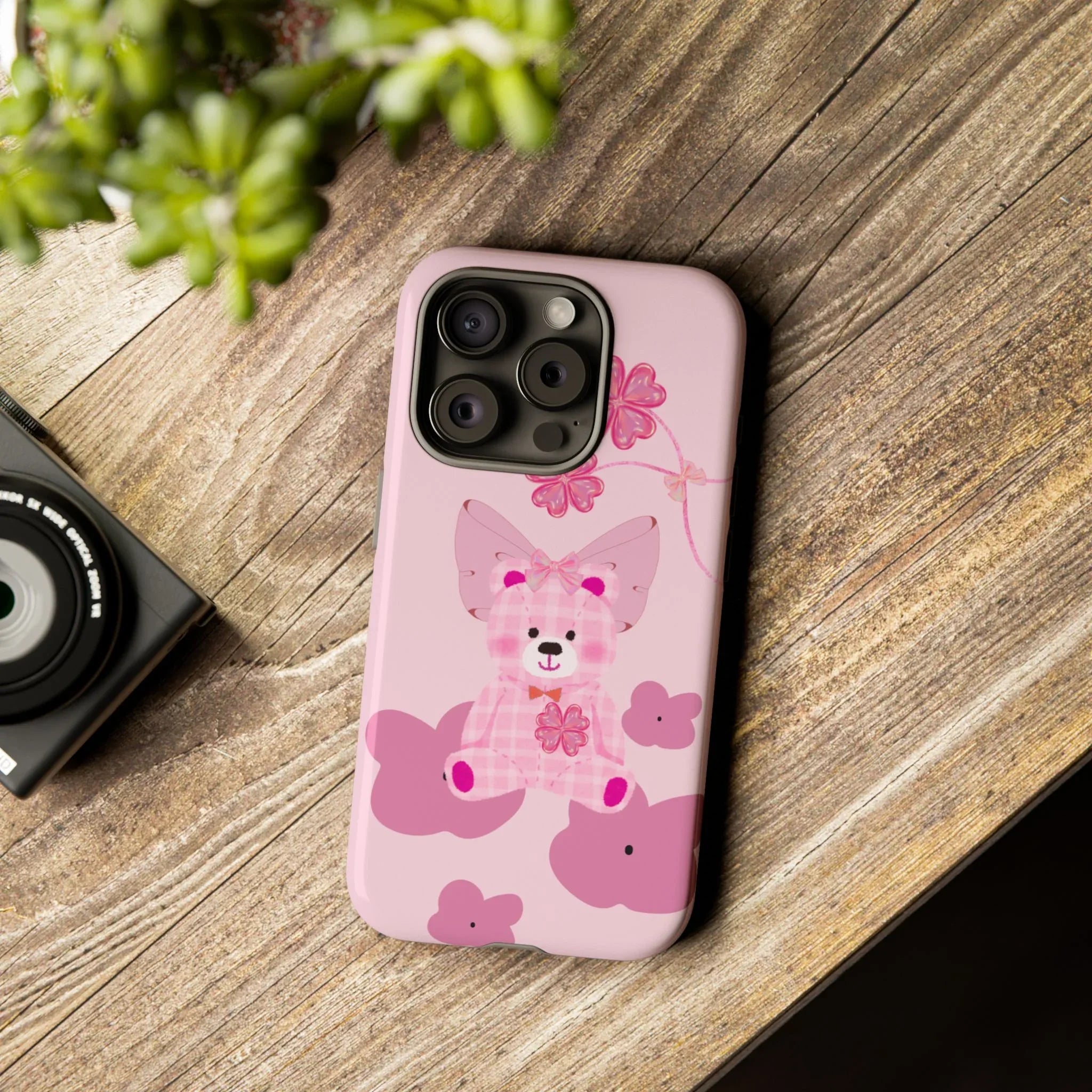 Pink Teddy Bear Phone Cases for iPhone, Pixel and Galaxy - KARARMDESIGN
