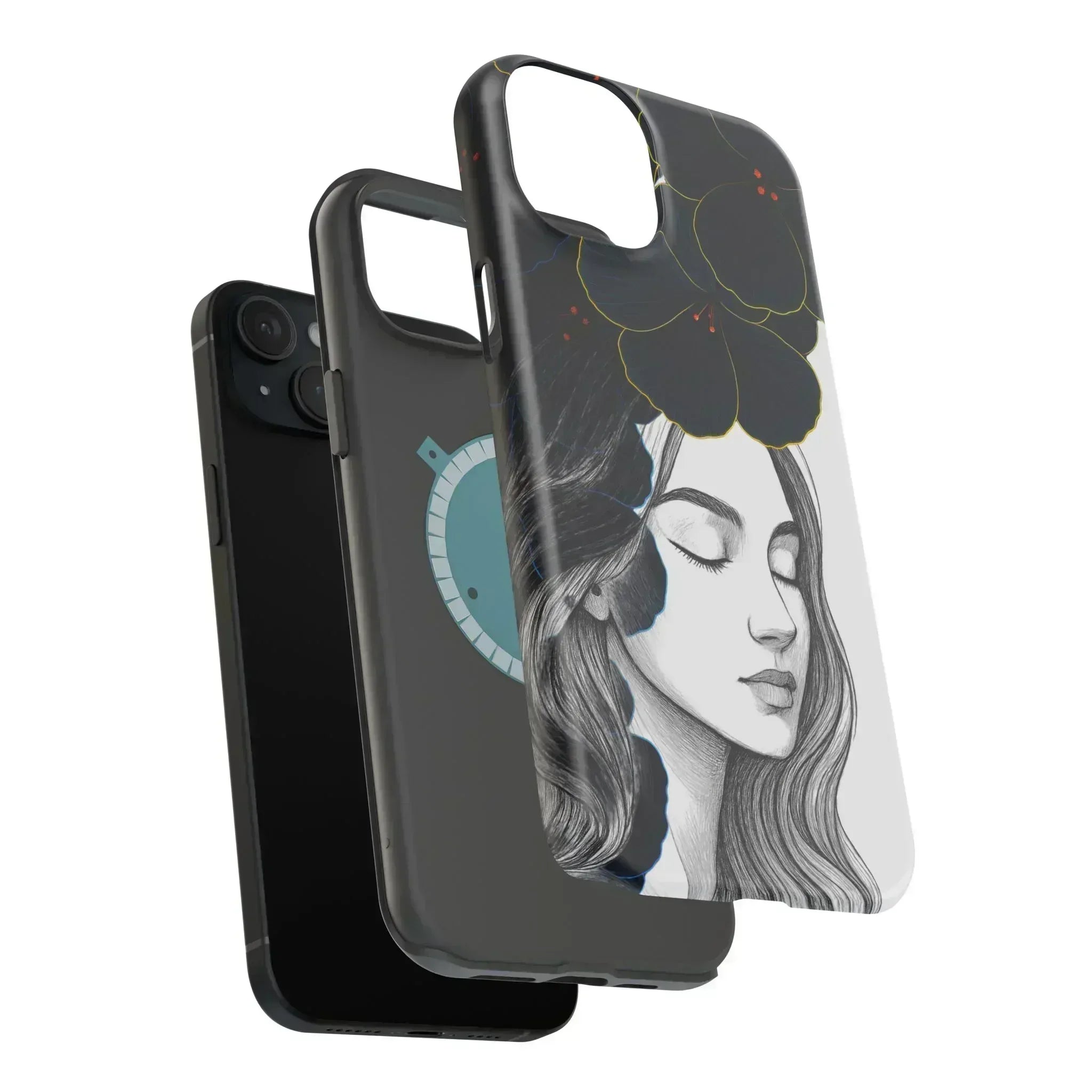 Dark Floral Elegance Phone Case for iPhone 13-16 - KARARMDESIGN