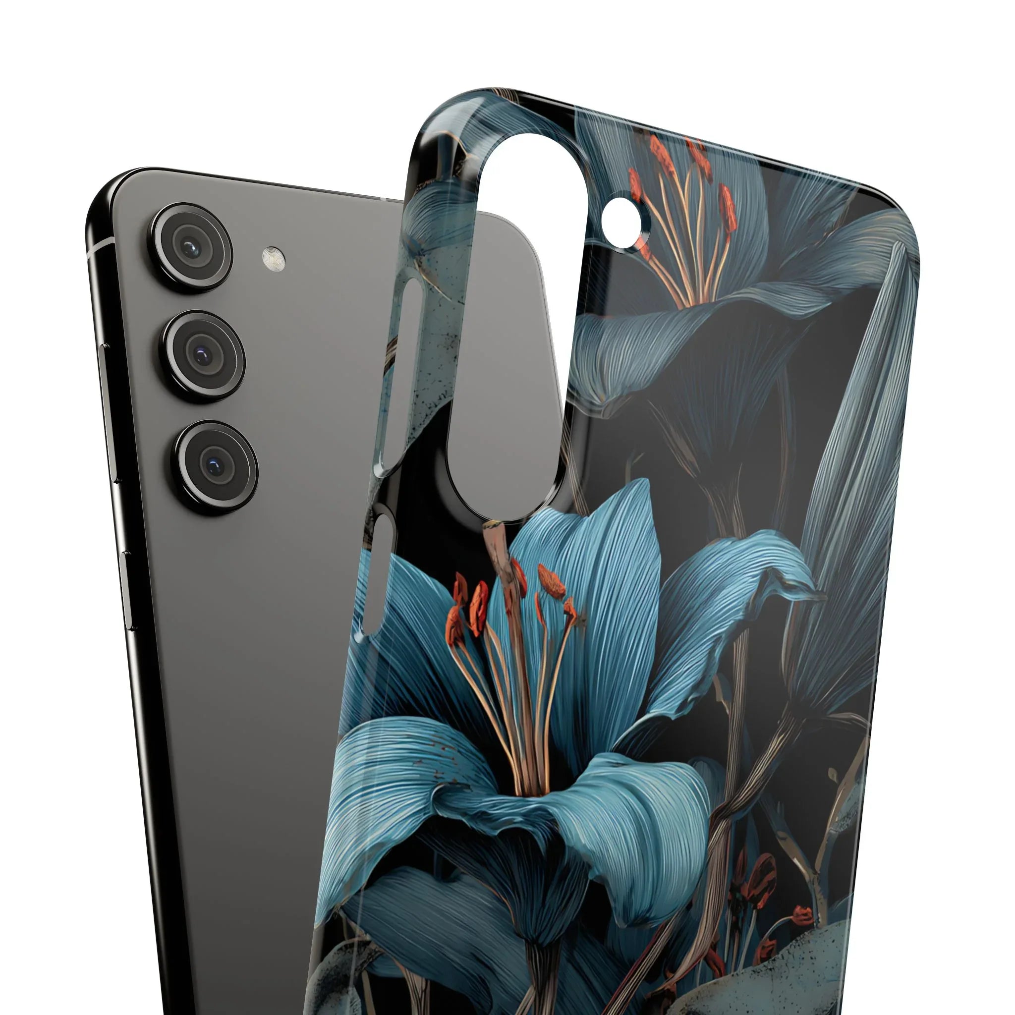 Blue Lily Floral Phone Case for iPhone 11-17 and Galaxy S20-S25 - KARARMDESIGN