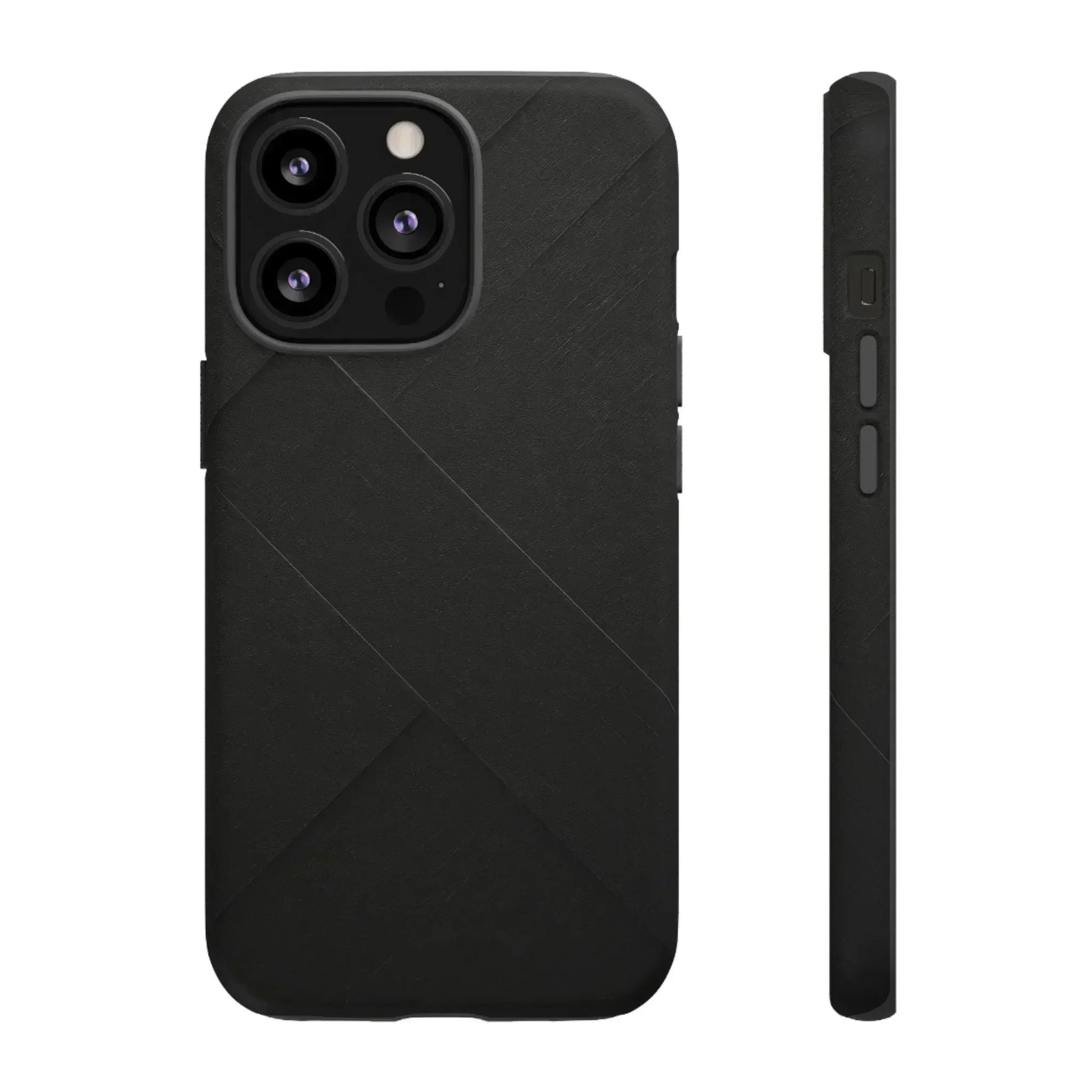 Matte Black Diagonal Line Phone Case for iPhone 8-16 and Galaxy S10-S25 - KARARMDESIGN