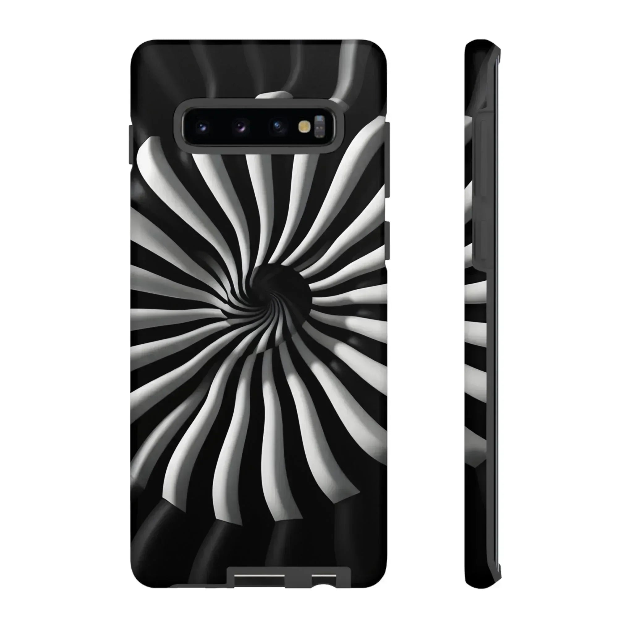 Hypnotic Black and White Spiral Phone Case for iPhone & Galaxy - KARARMDESIGN