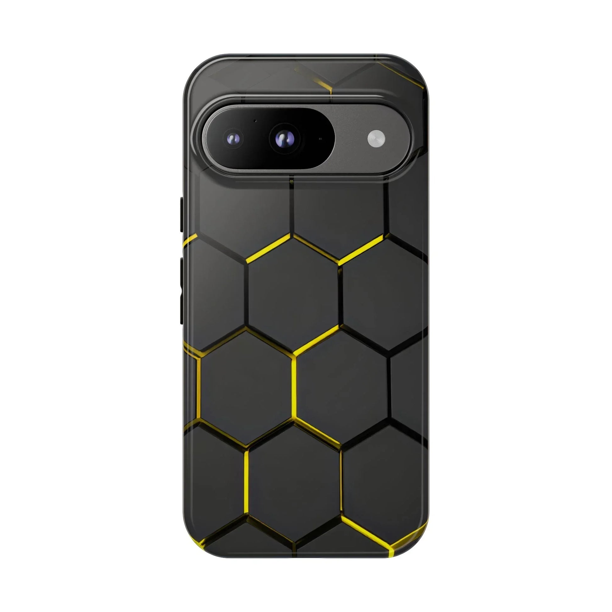 Black and Yellow Hexagon Geometric Tough Phone Case for Galaxy and Pixel - KarArmDesign