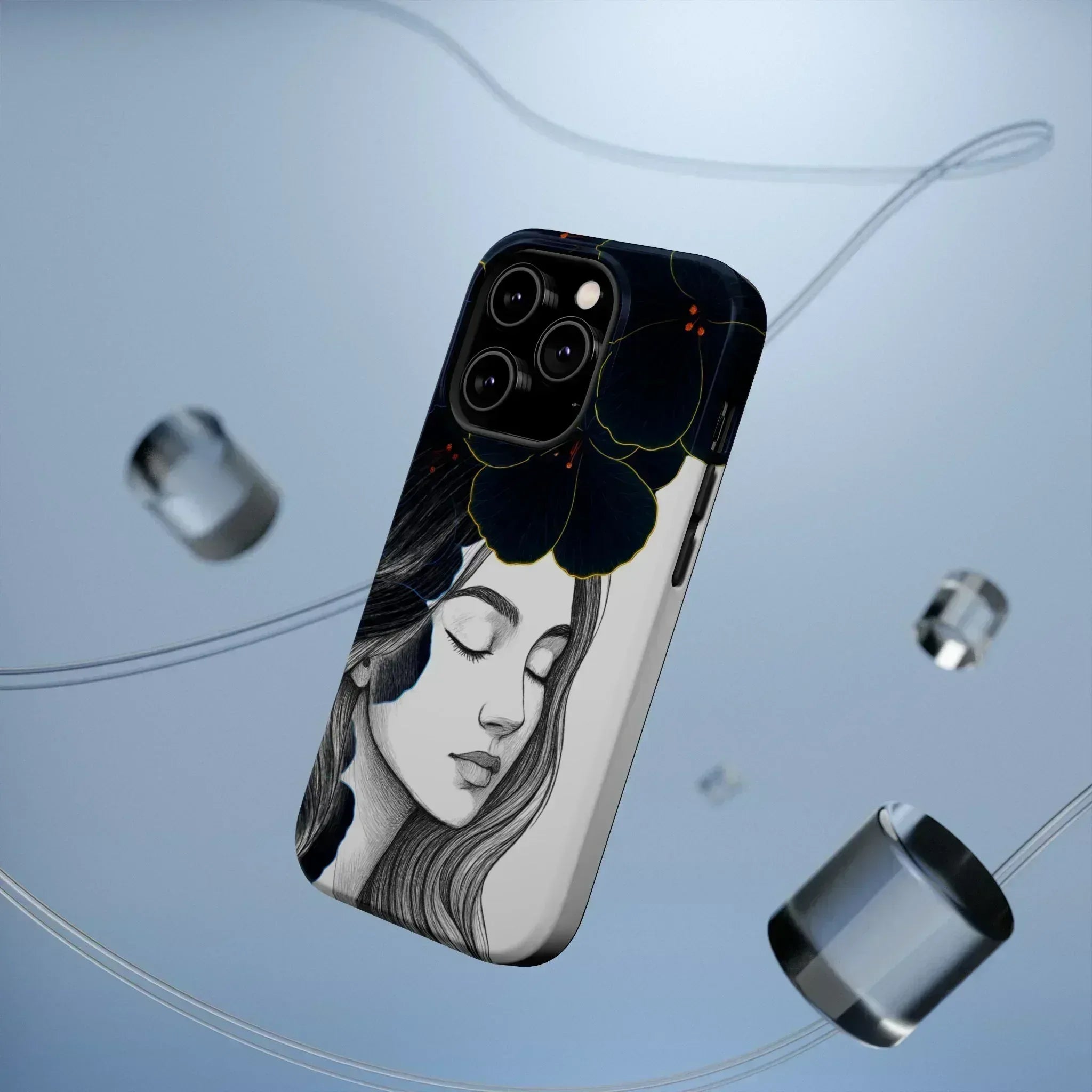 Dark Floral Elegance Phone Case for iPhone 13-16 - KARARMDESIGN