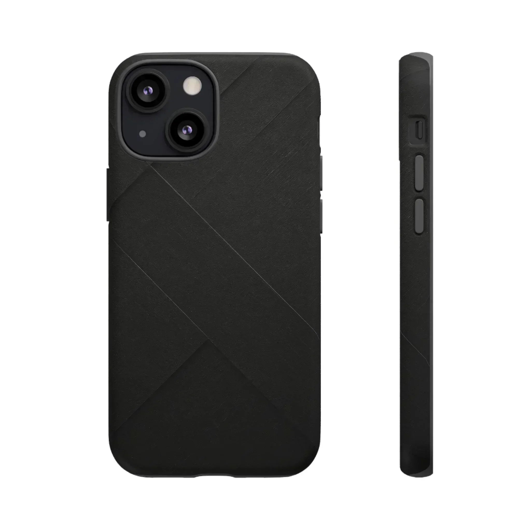 Matte Black Diagonal Line Phone Case for iPhone 8-16 and Galaxy S10-S25 - KARARMDESIGN