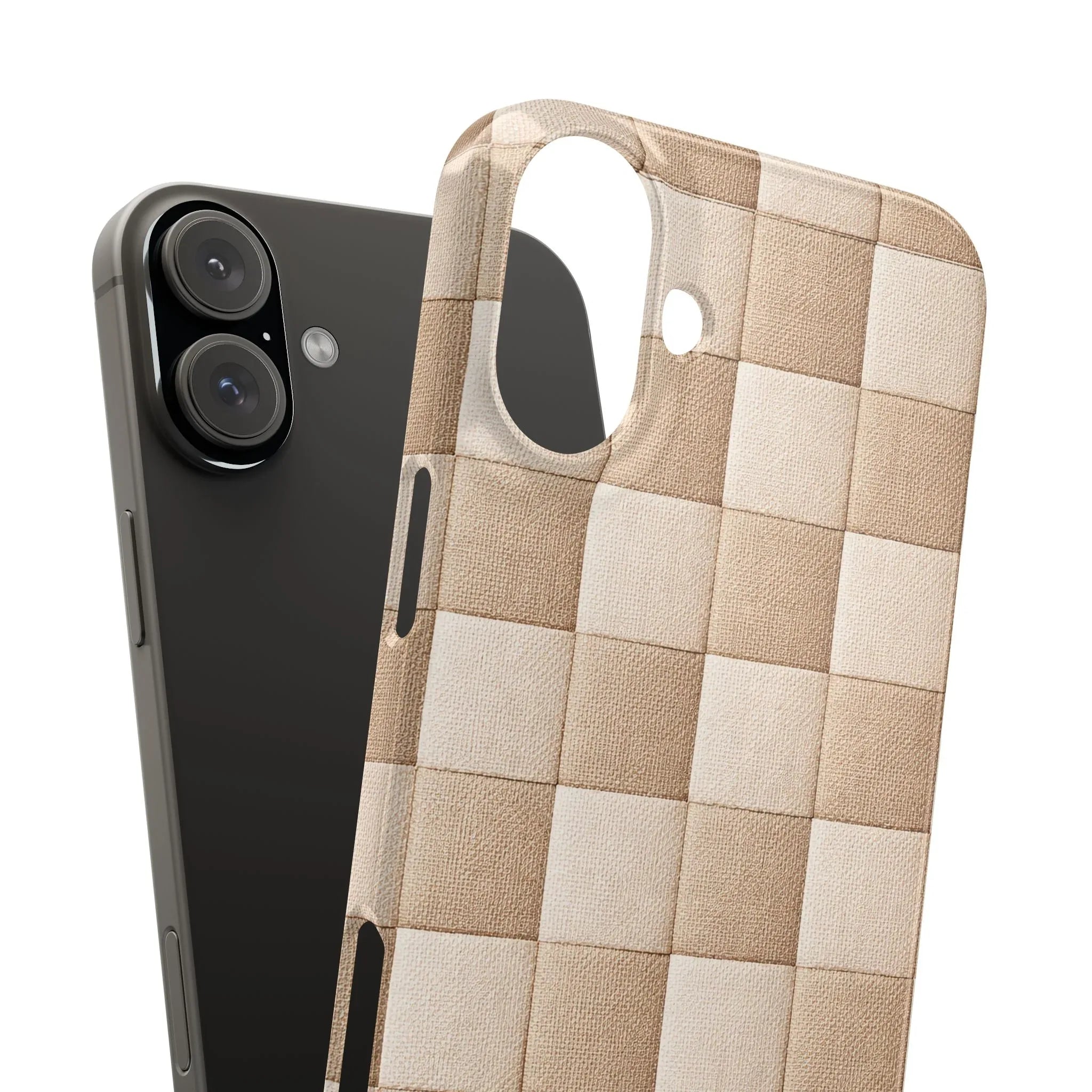 Beige Woven Phone Case for iPhone 11-17 and Galaxy S20-S25 - KARARMDESIGN