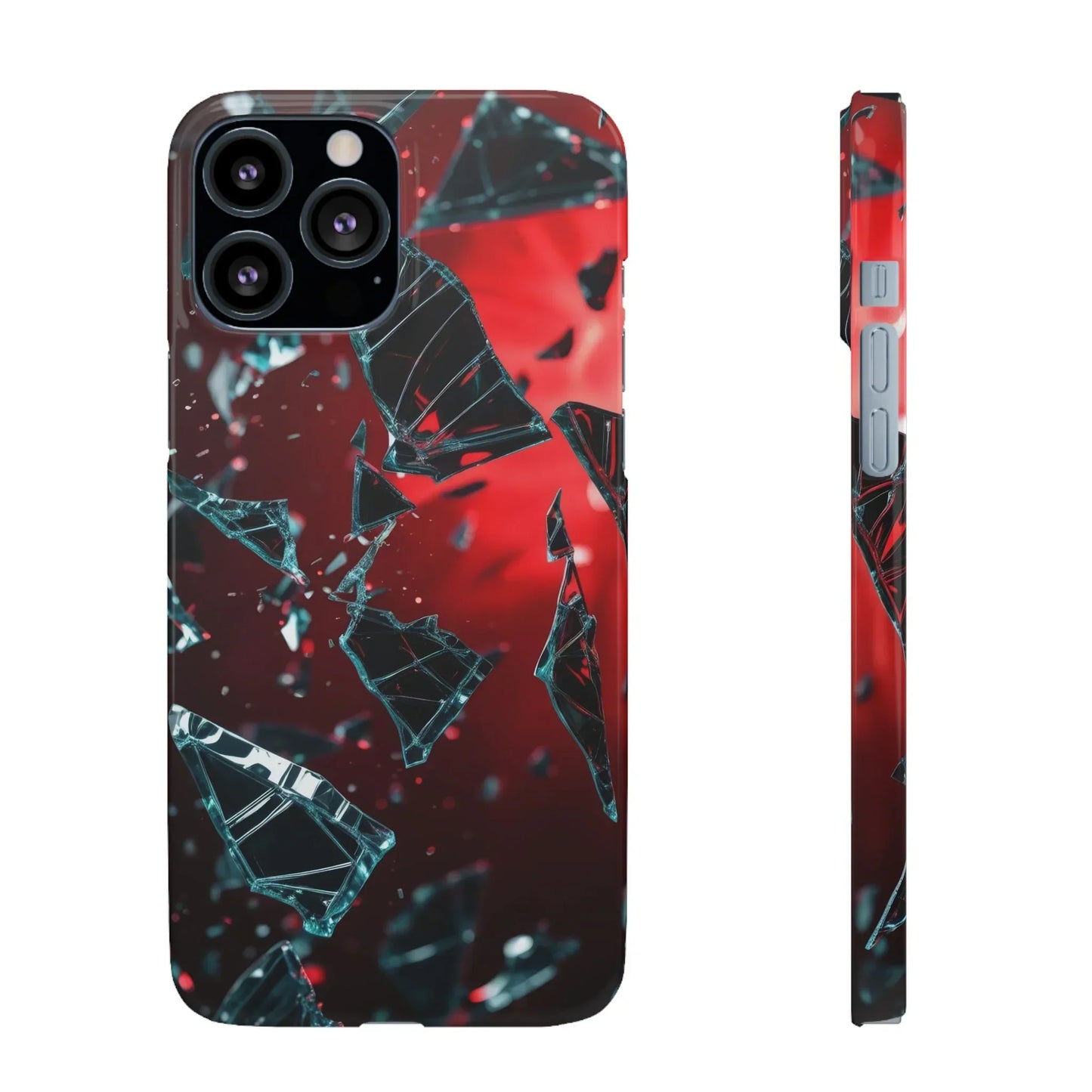 "Crimson Impact" Realistic Glass Shard Snap Phone Case for iPhone 7-16 and Samsung Galaxy S10-S24 Models - KarArmDesign