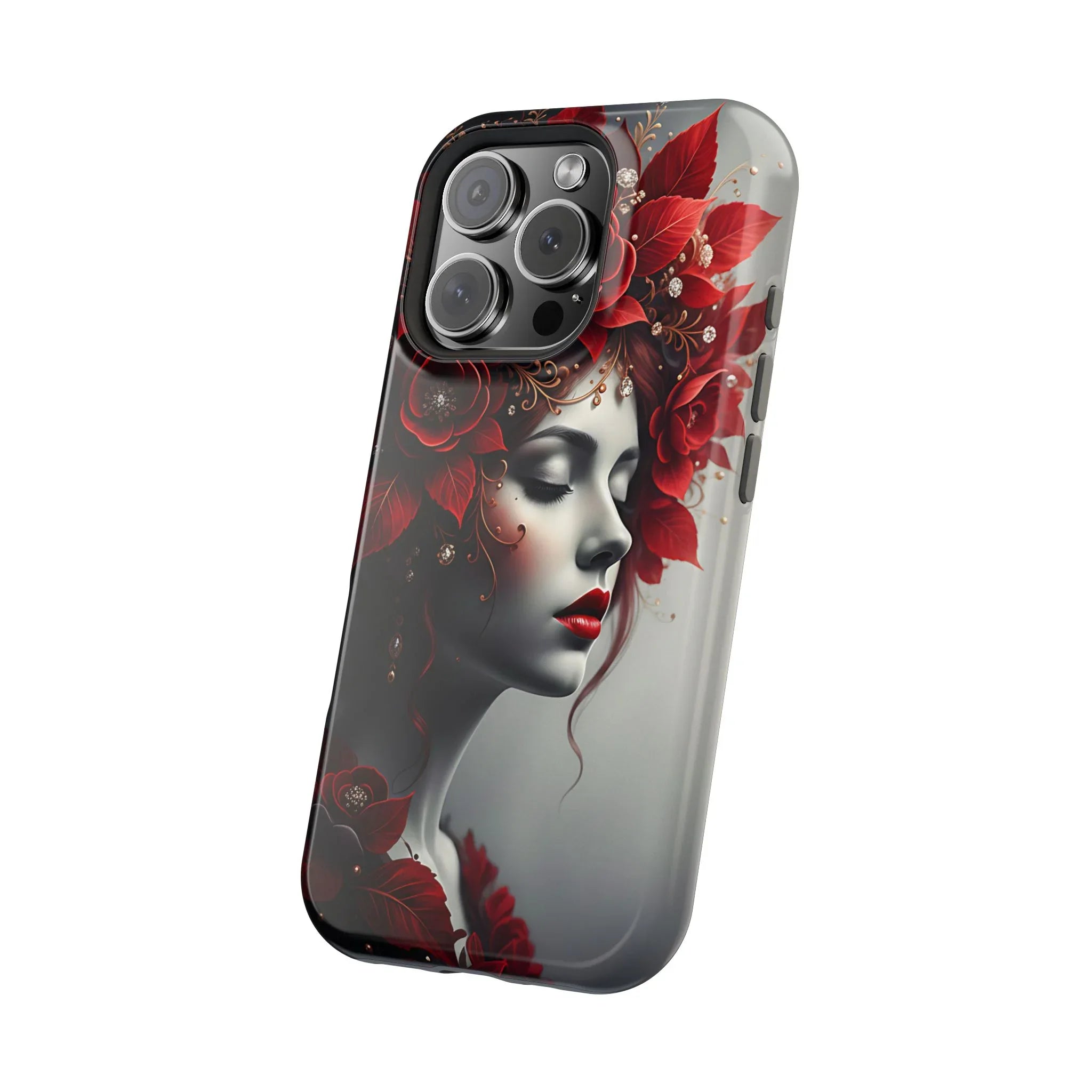 Scarlet Bloom Portrait Phone Case for iPhone 13-17 - KARARMDESIGN
