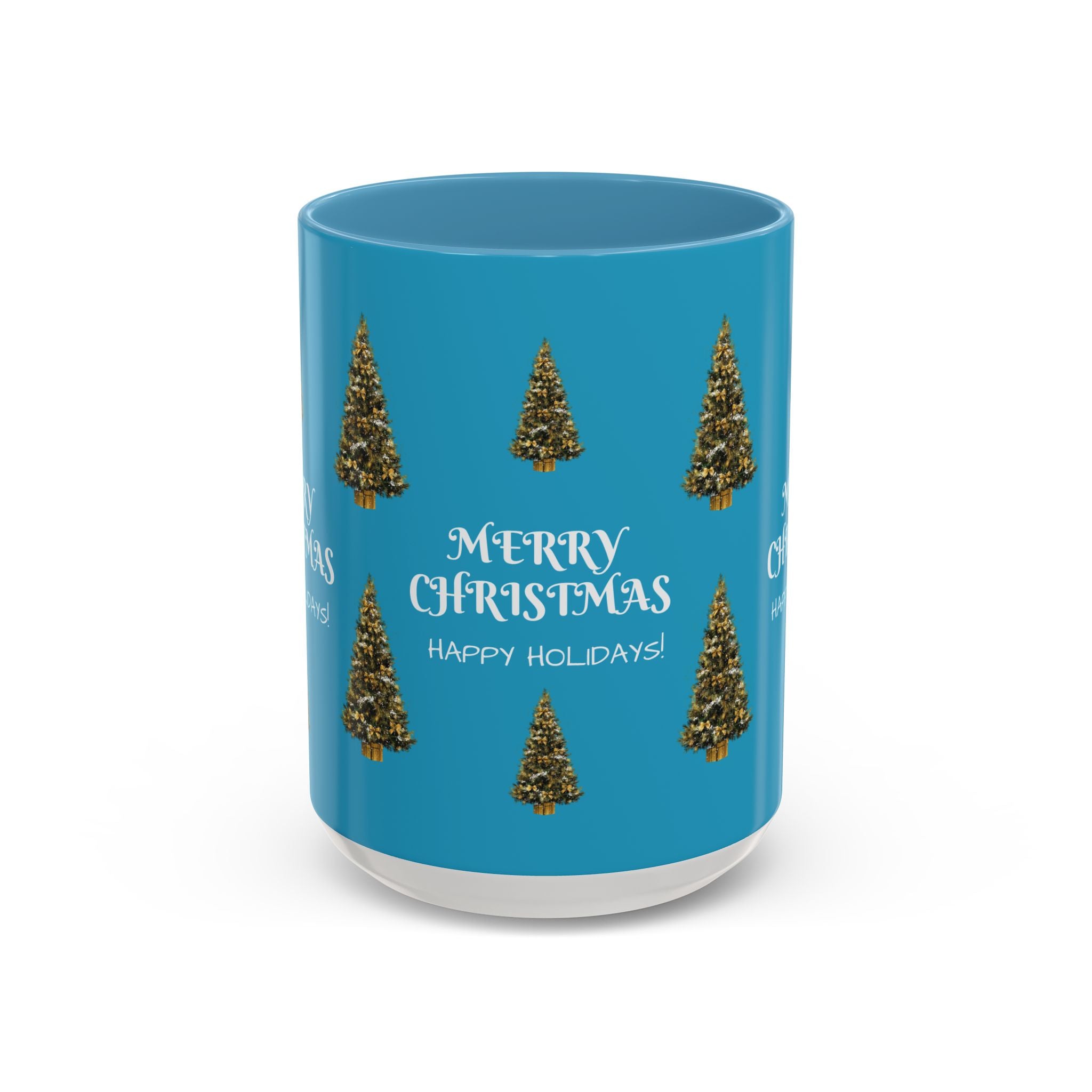 Merry Christmas and Happy Holidays Mug - Accent Coffee Mug (11, 15oz)