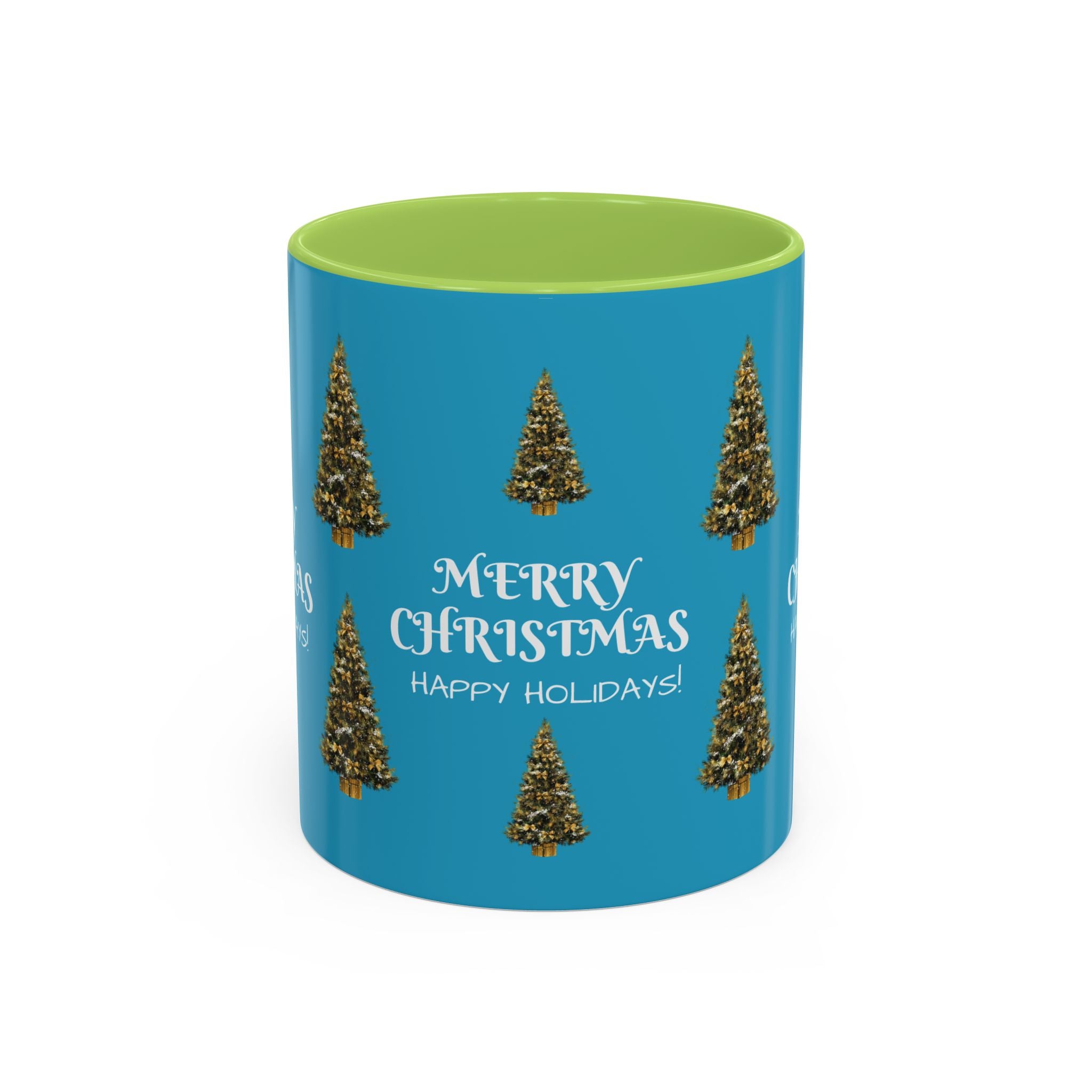 Merry Christmas and Happy Holidays Mug - Accent Coffee Mug (11, 15oz)