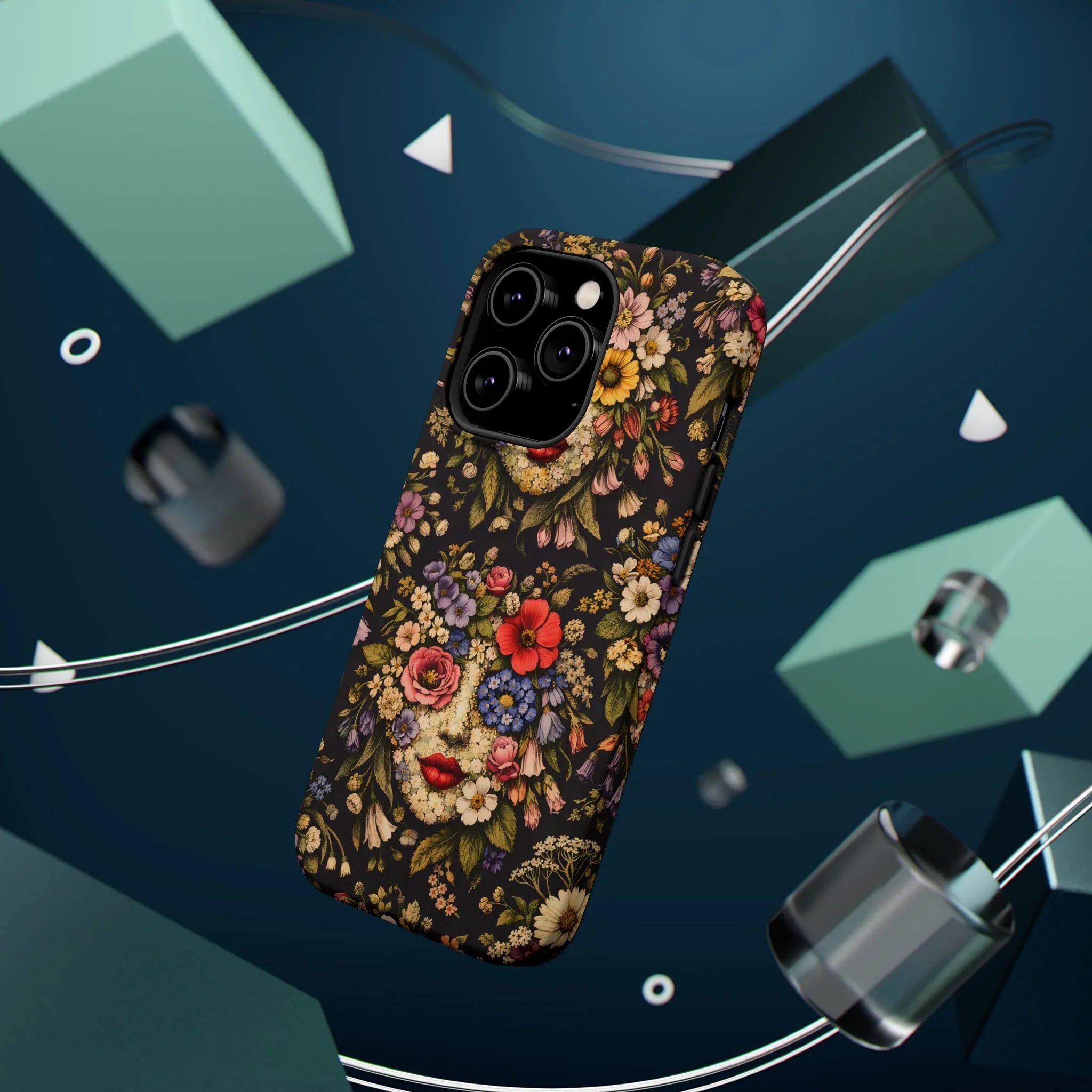 Vintage Flower Face Phone Case for iPhone 13-17 - KARARMDESIGN
