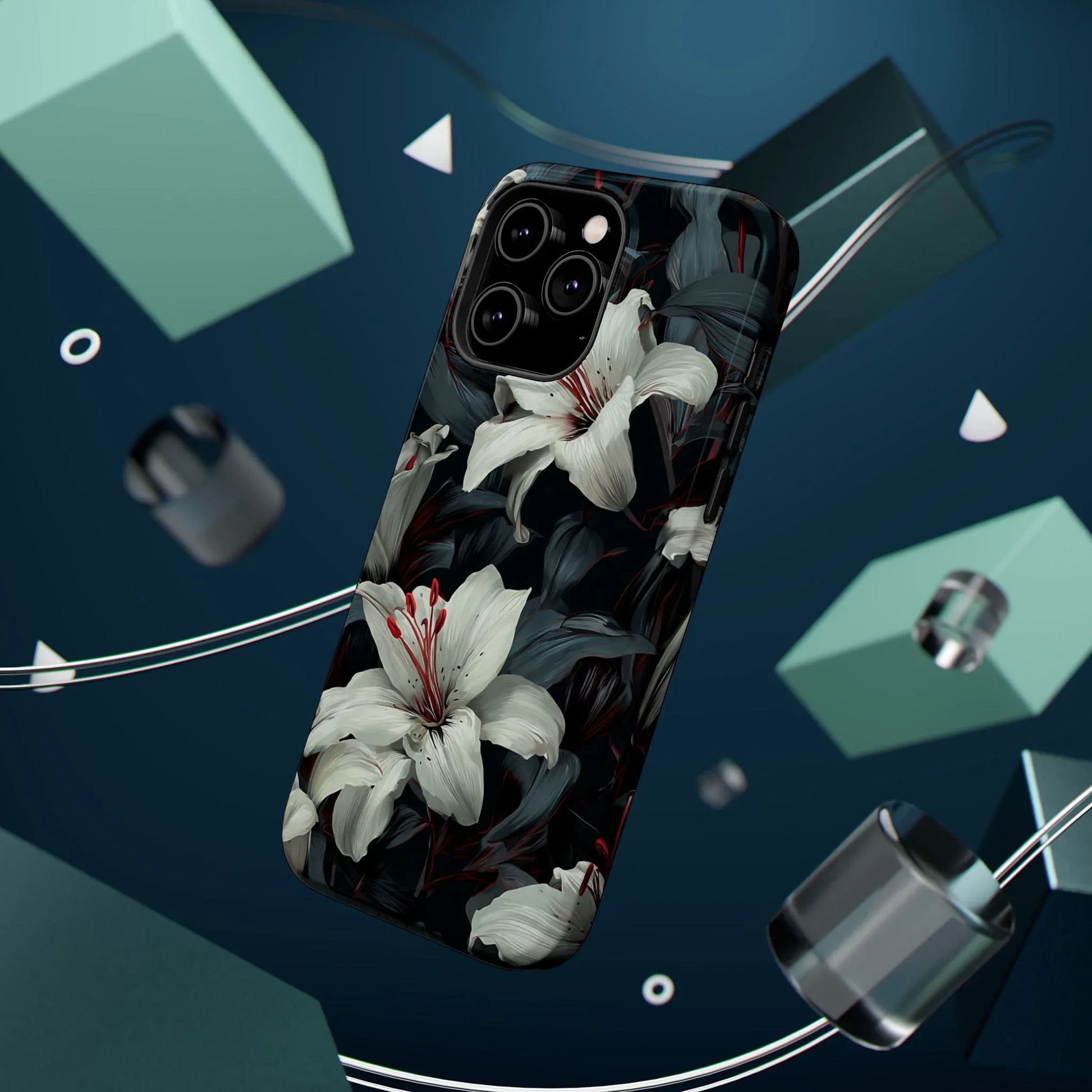 White Lily Floral Phone Case for iPhone 13-17 - KARARMDESIGN
