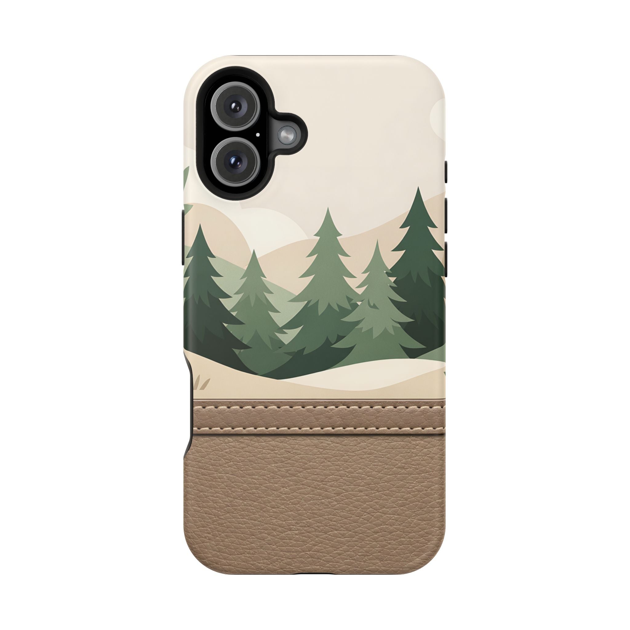 Forest Leather Phone Case for iPhone 11-17 and Galaxy S22-S26