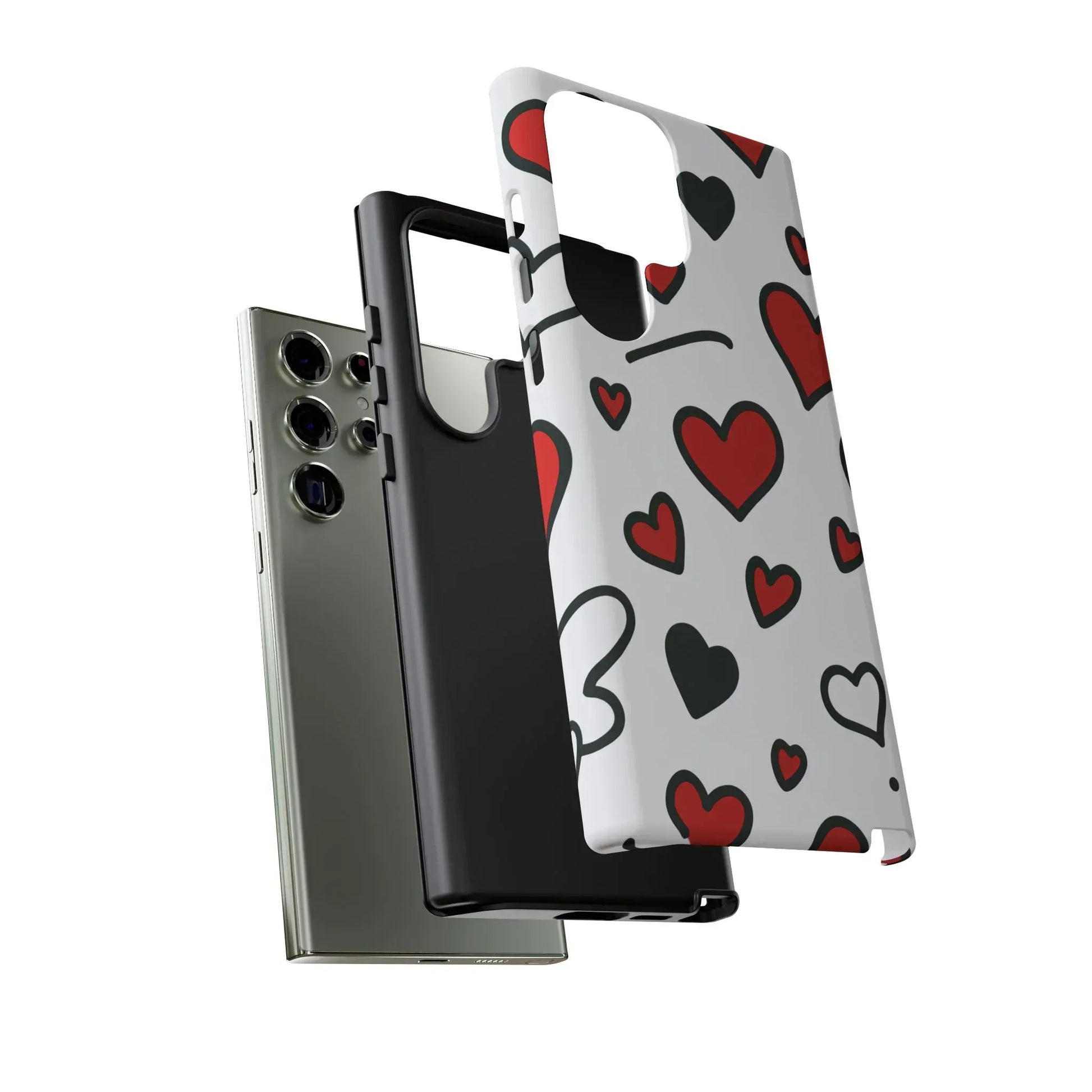 Scattered Hearts Phone Case for iPhone 11-17 and Galaxy S10-S25 - KARARMDESIGN