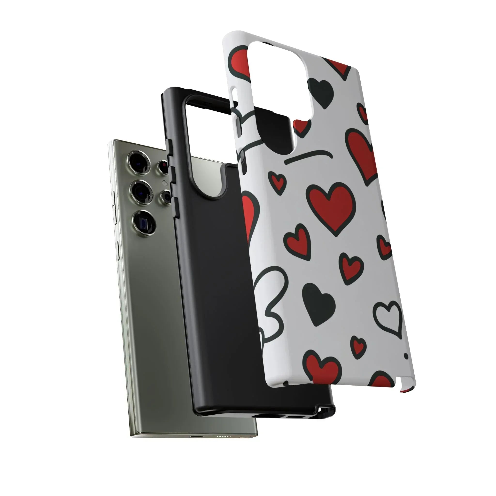Scattered Hearts Phone Case for iPhone 11-17 and Galaxy S10-S25 - KARARMDESIGN