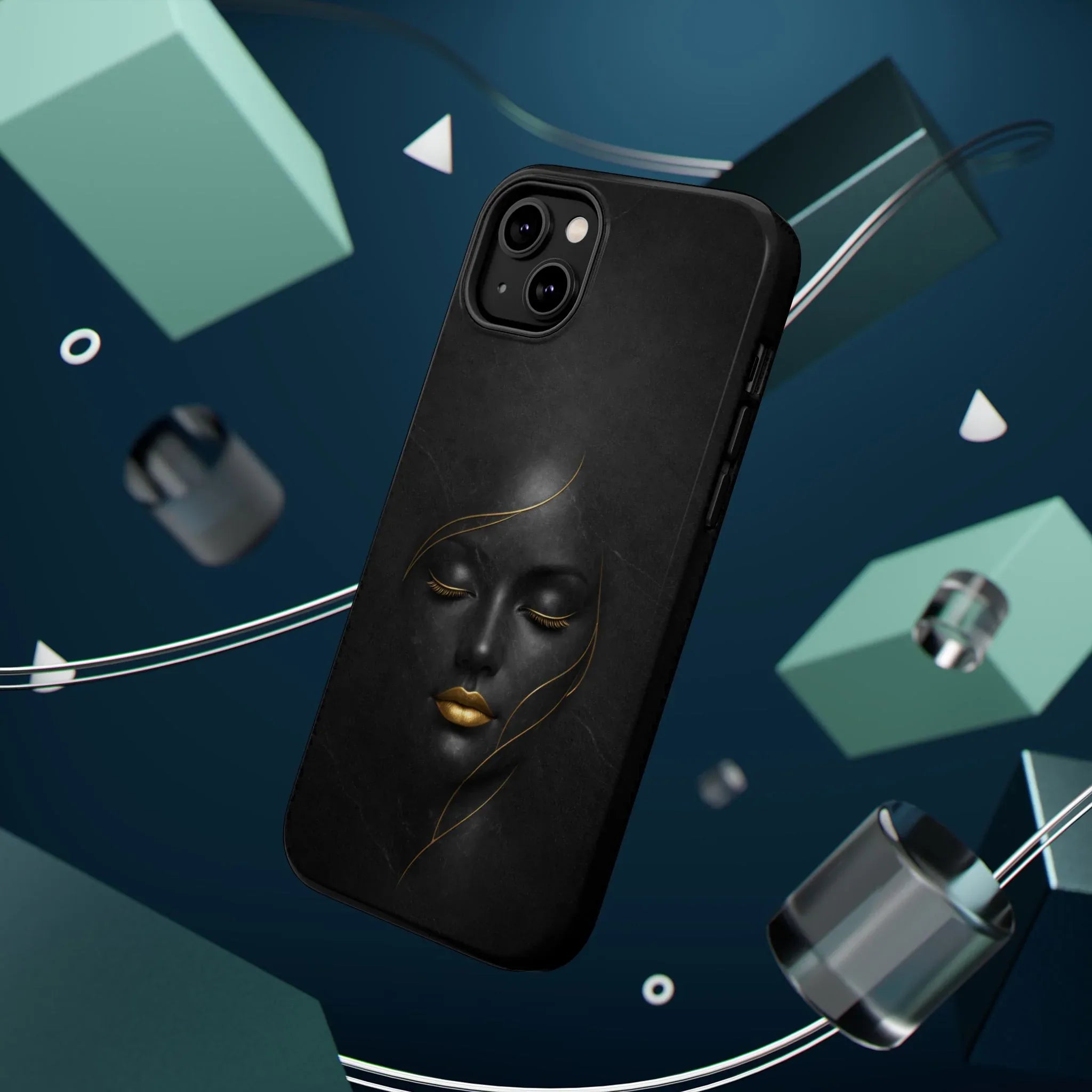 Black Gold Face Phone Case for iPhone 13-17 - KARARMDESIGN