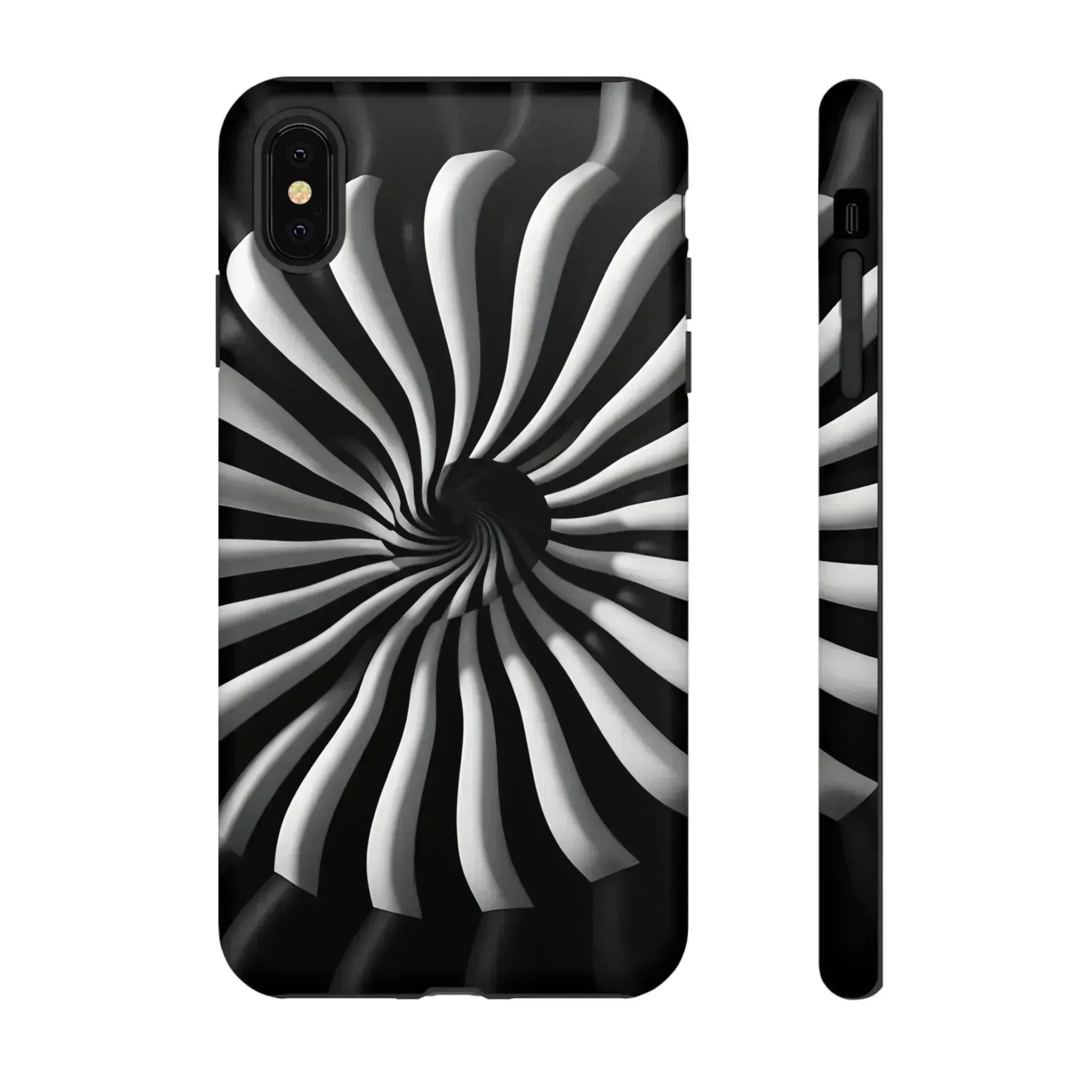 Hypnotic Black and White Spiral Phone Case for iPhone & Galaxy - KARARMDESIGN