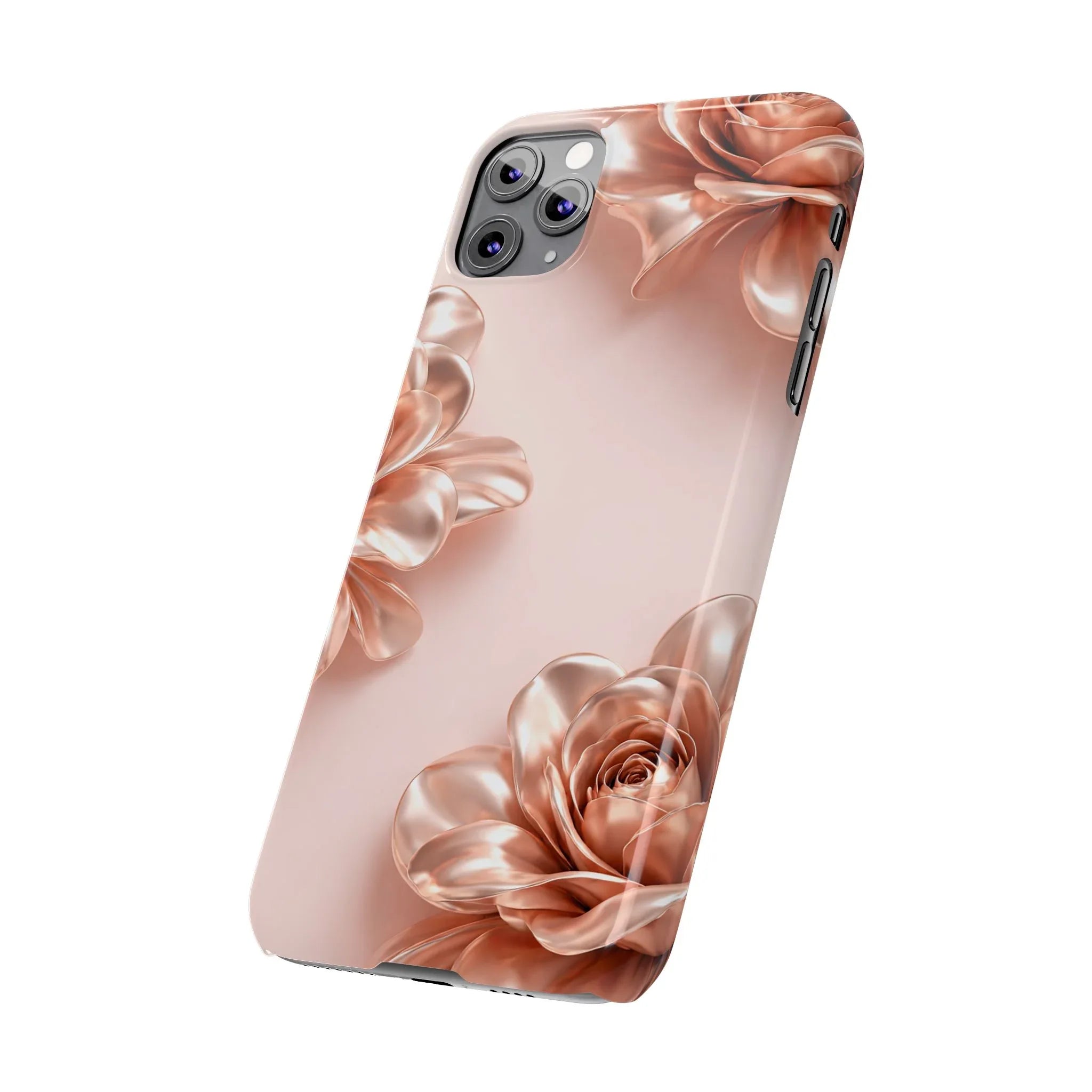 Blush Metallic Flower Case for iPhone 11-17 - KARARMDESIGN