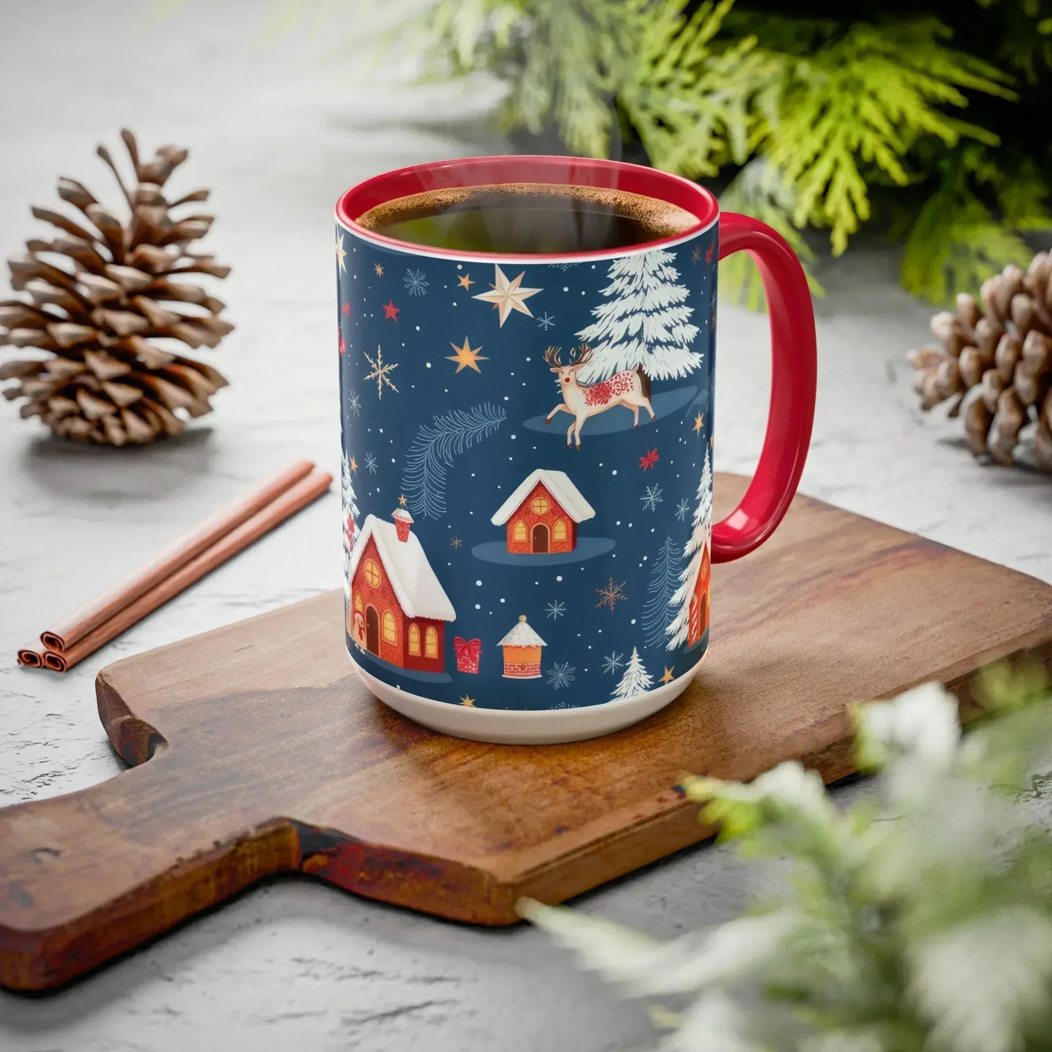 Dark Blue Christmas Mug - Colorful Mugs (11oz, 15oz) - KARARMDESIGN