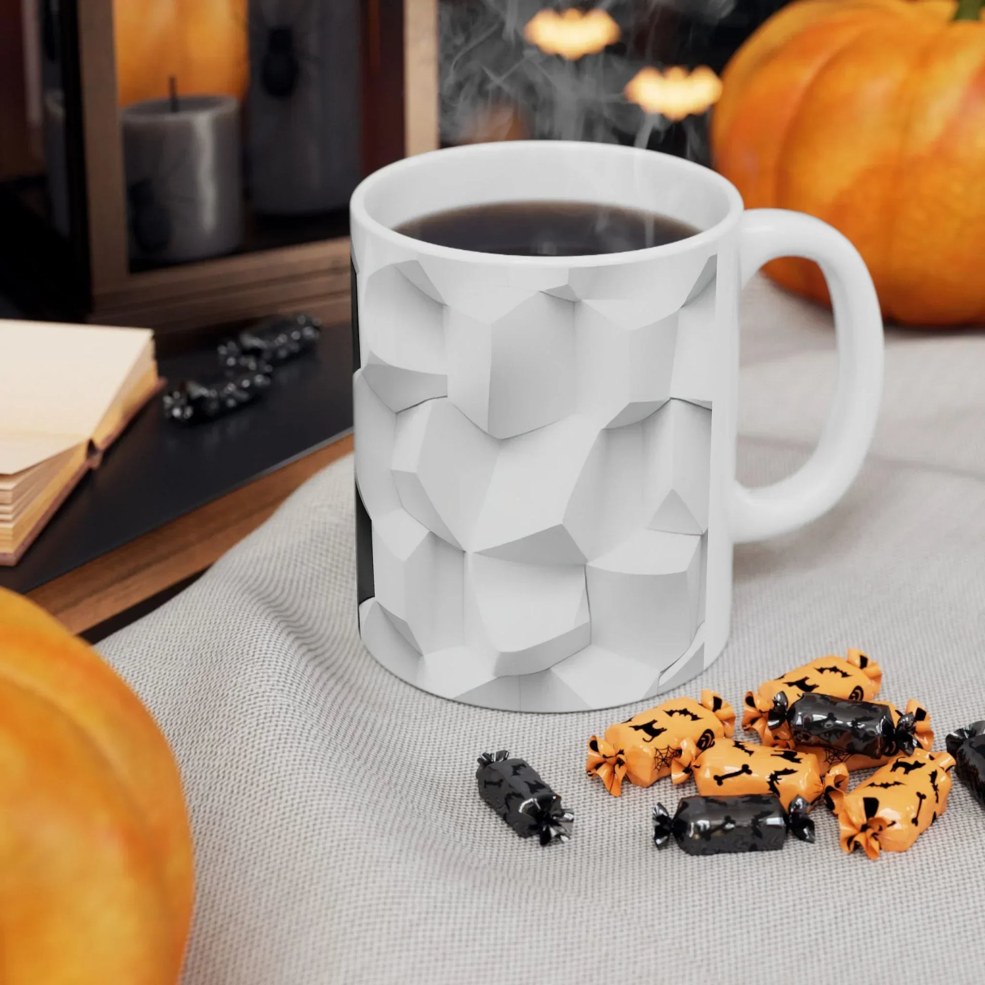 Stylish Black & White Faceted Design Ceramic Mug - 11oz - KarArmDesign