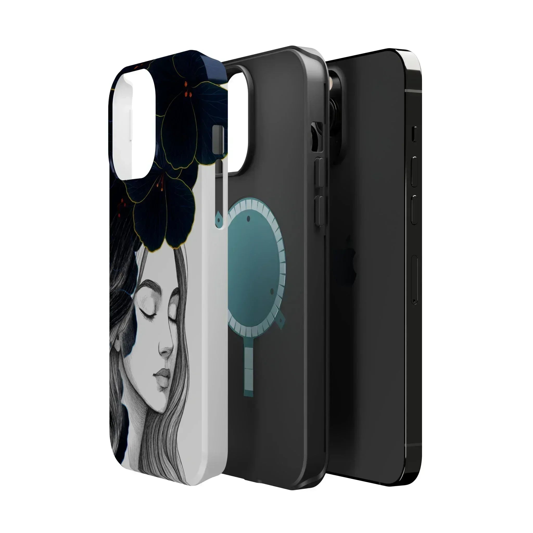 Dark Floral Elegance Phone Case for iPhone 13-16 - KARARMDESIGN