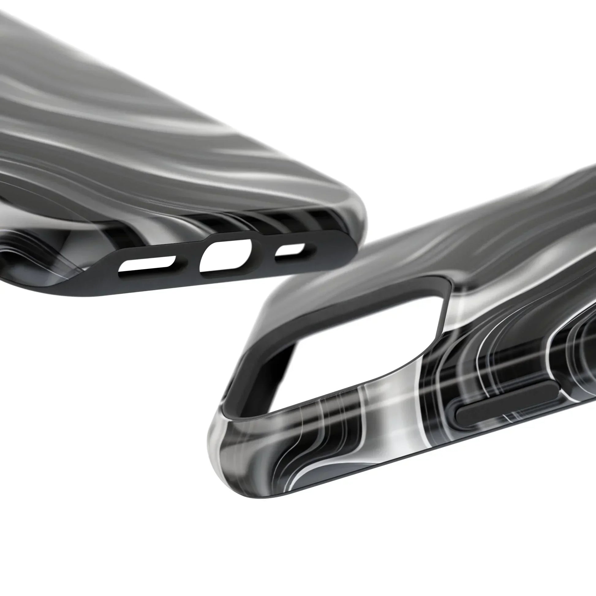 Wavy Illusion Black & Silver MagSafe® Tough Phone Case - KarArmDesign