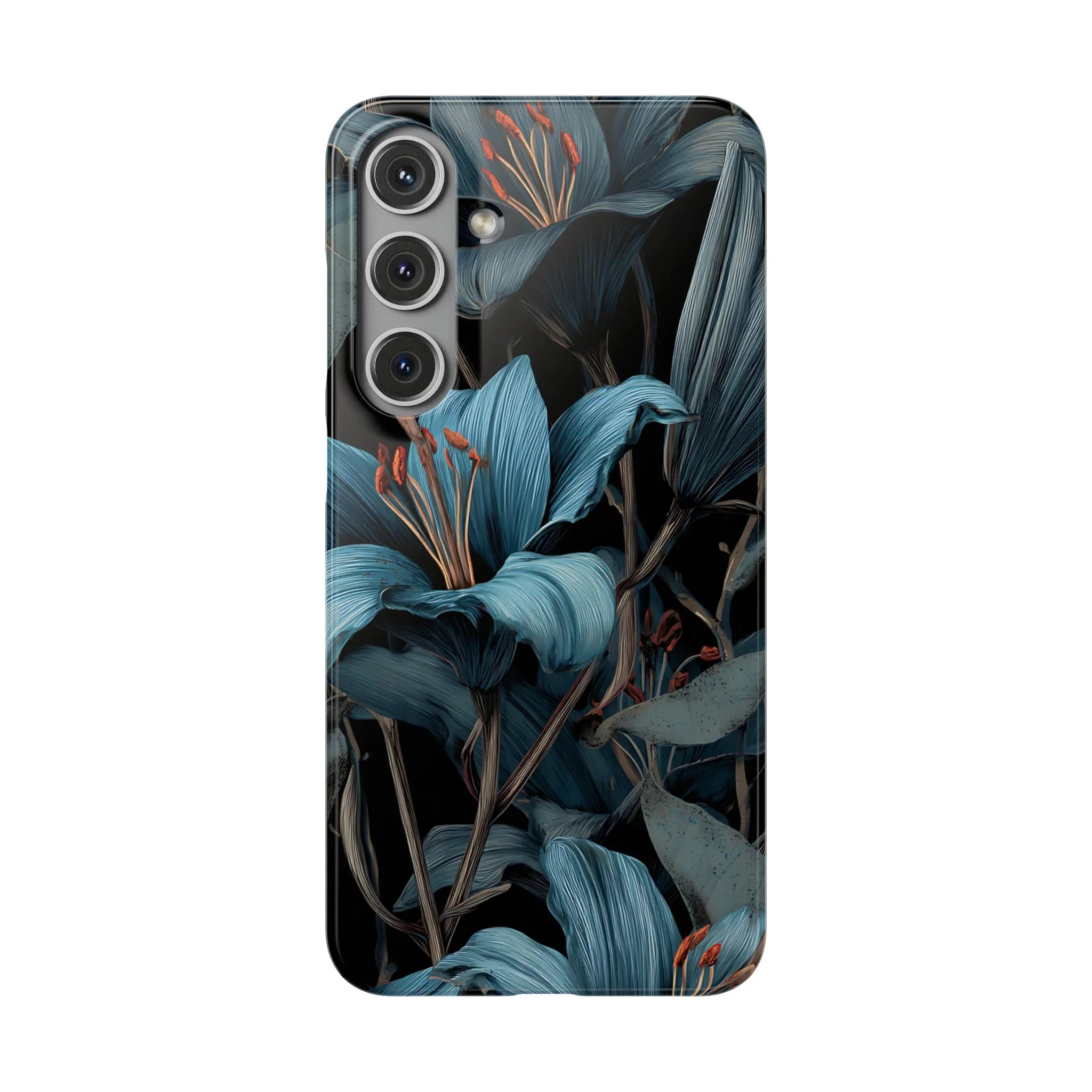 Blue Lily Floral Phone Case for iPhone 11-17 and Galaxy S20-S25 - KARARMDESIGN