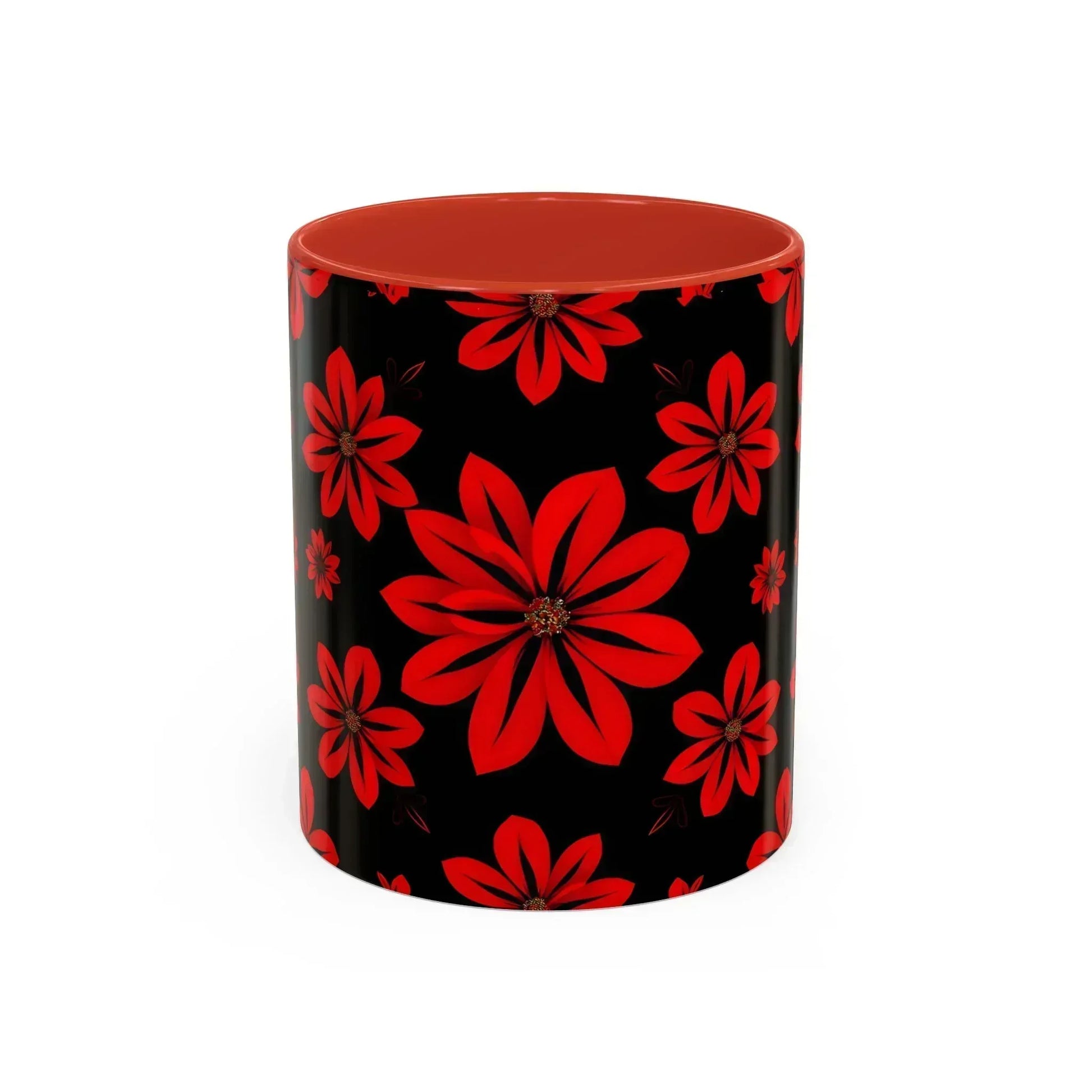 Accent Red Floral Coffee Mug – 11oz & 15oz - KARARMDESIGN
