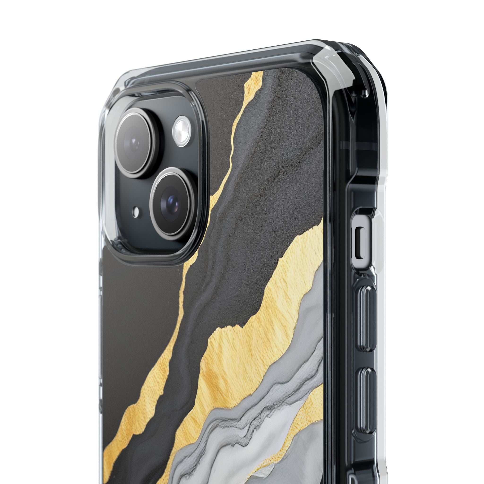 Luxury Black and Gold Marble Magnetic Phone Case for iPhone 14-17