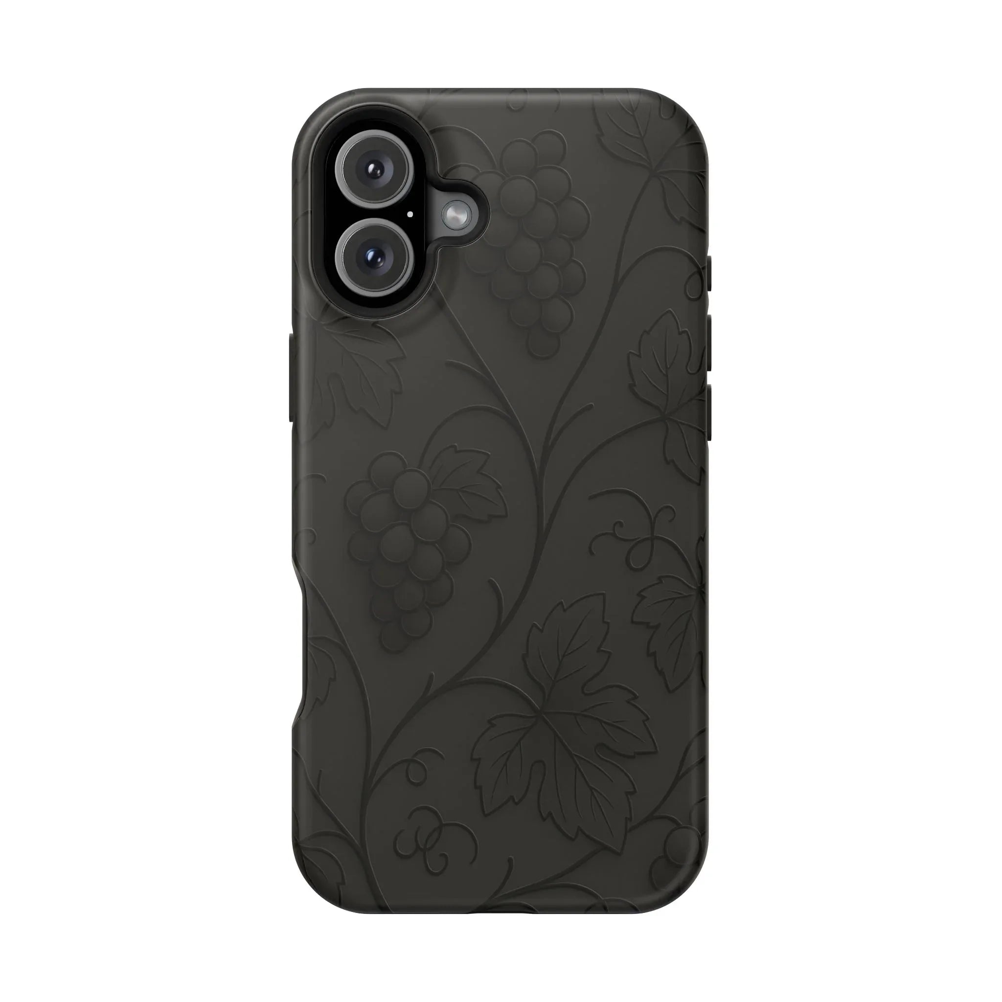Elegant Embossed Grape Leaf Black Phone Case for iPhone and Galaxy - KARARMDESIGN