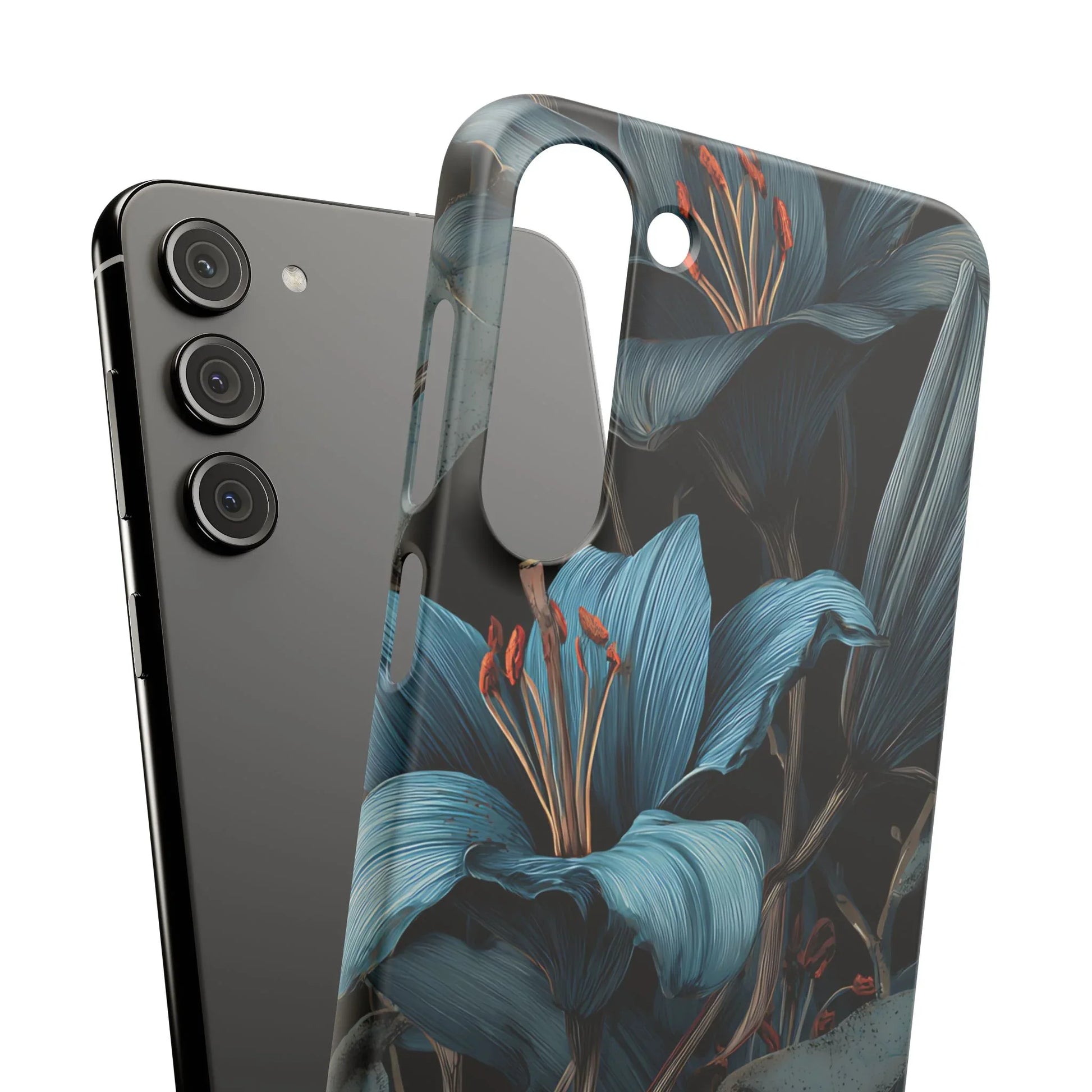 Blue Lily Floral Phone Case for iPhone 11-17 and Galaxy S20-S25 - KARARMDESIGN