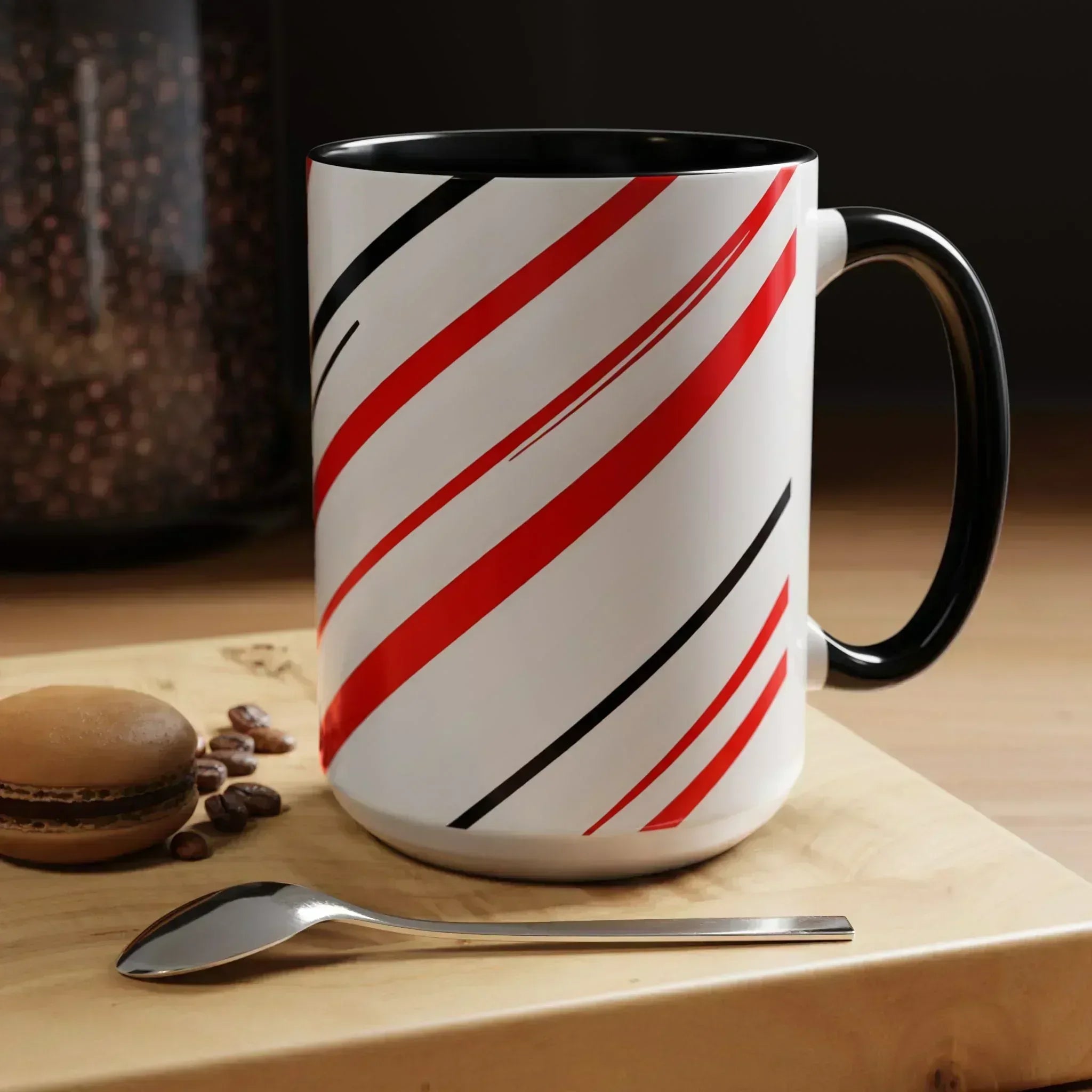 Bold Elegance – Red & Black Swirl Accent Coffee Mug - KARARMDESIGN