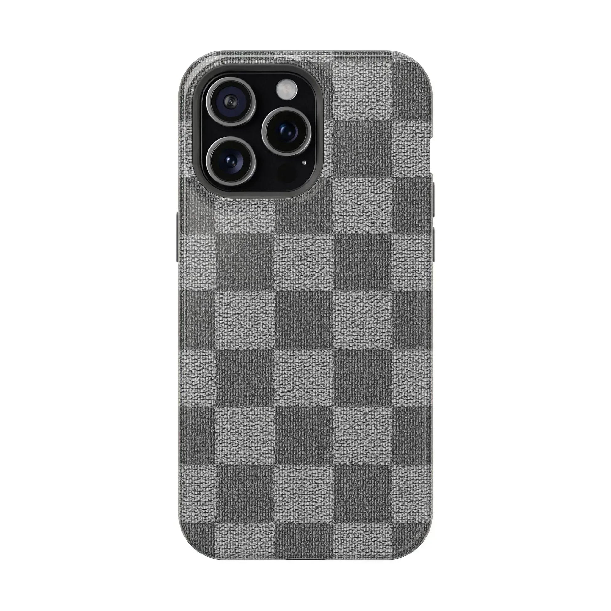 Gray Checkered Phone Case for iPhone 12-16 and Galaxy S21-S22 - KARARMDESIGN