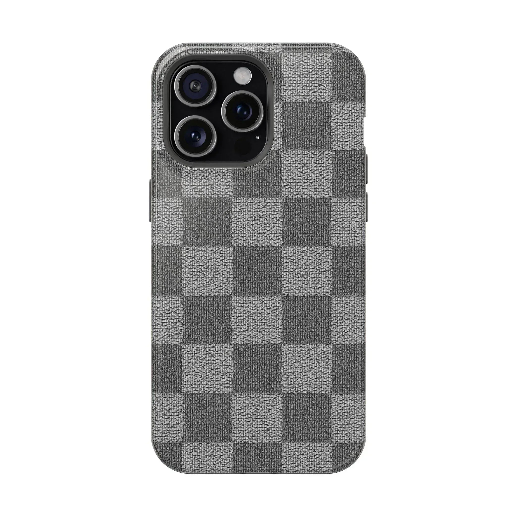 Gray Checkered Phone Case for iPhone 12-16 and Galaxy S21-S22 - KARARMDESIGN