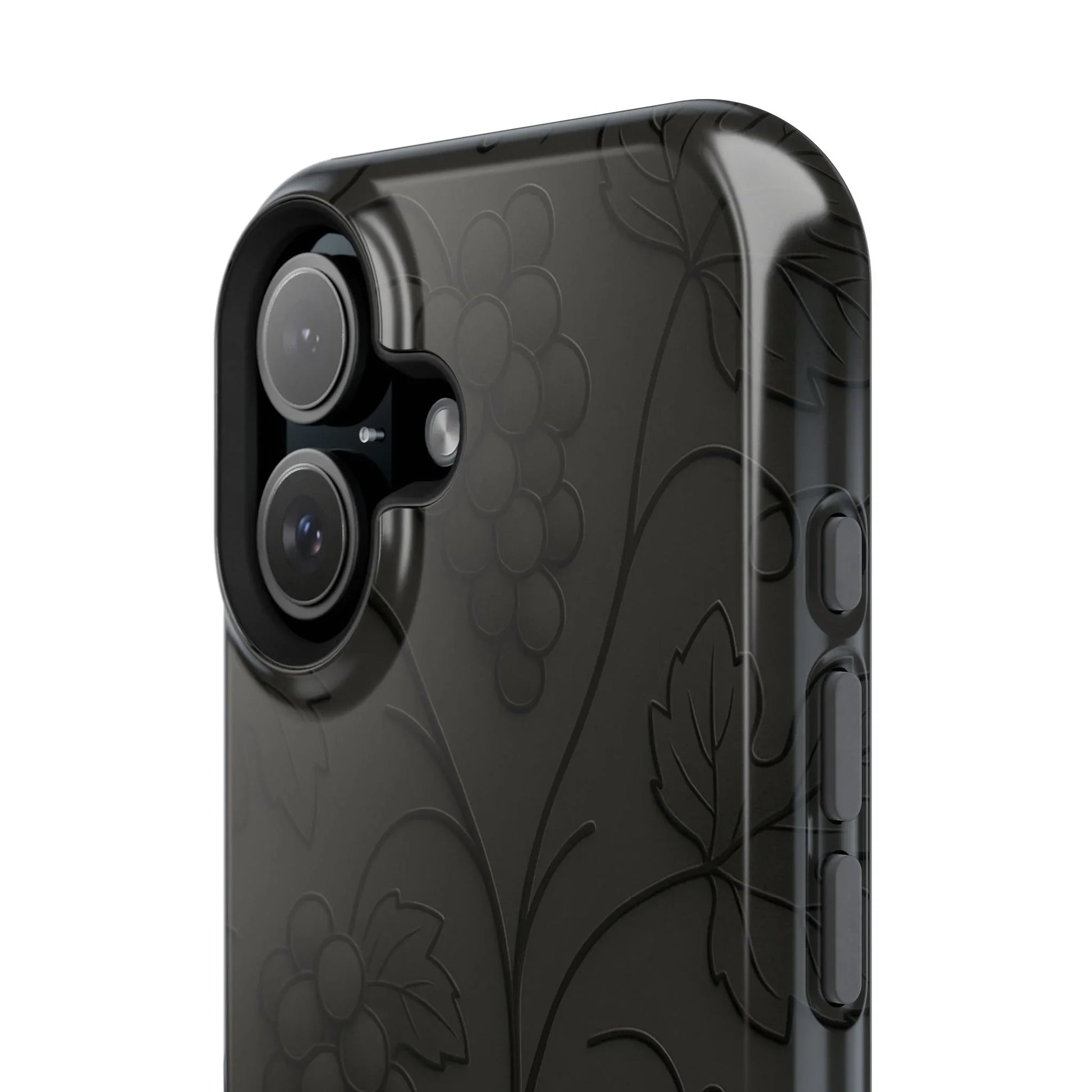 Elegant Embossed Grape Leaf Black Phone Case for iPhone and Galaxy - KARARMDESIGN