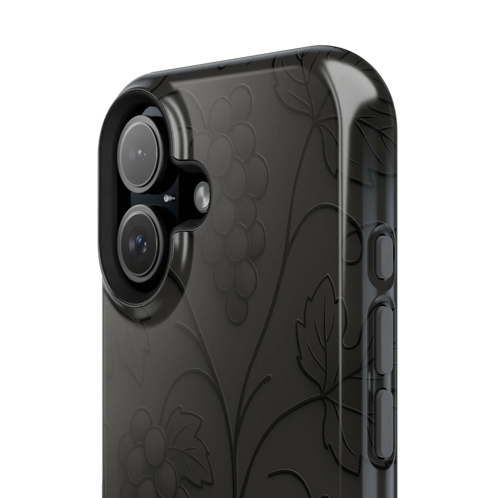Elegant Embossed Grape Leaf Black Phone Case for iPhone and Galaxy - KARARMDESIGN