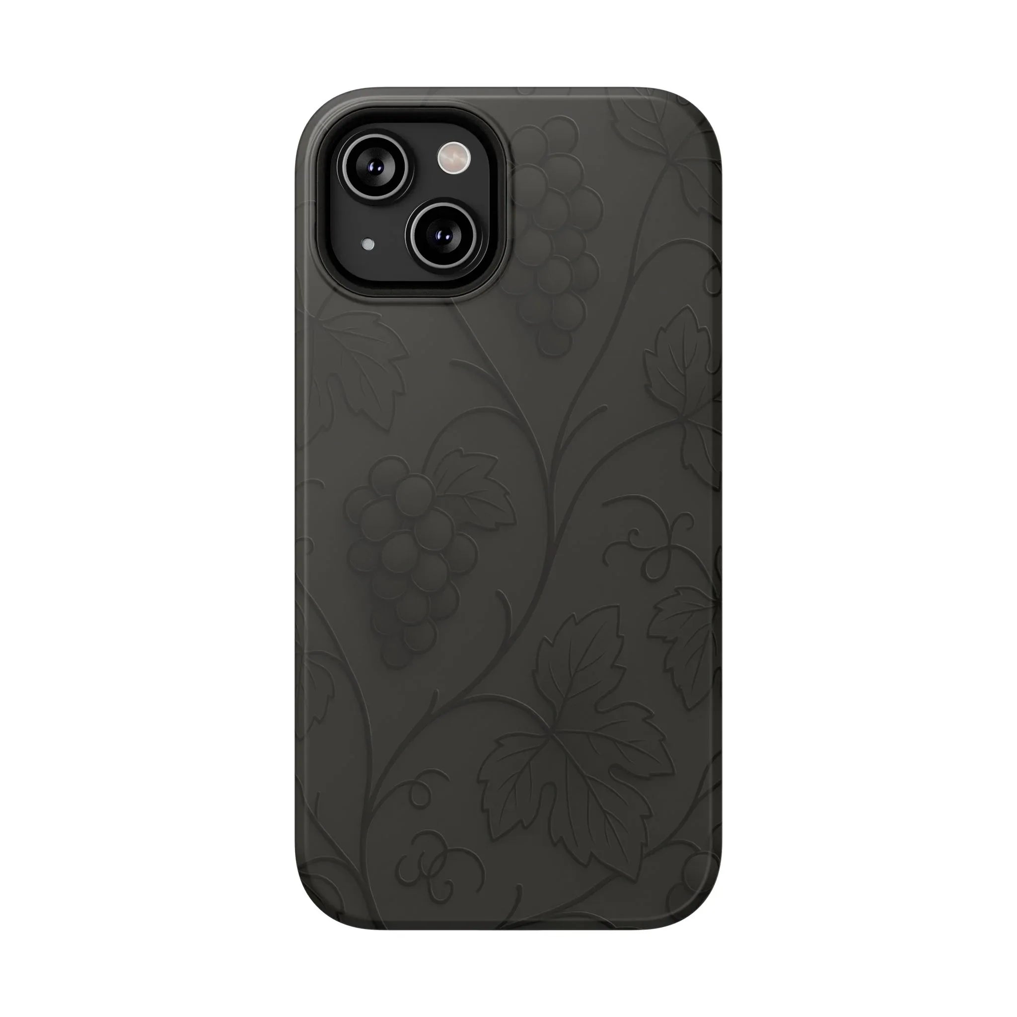 Elegant Embossed Grape Leaf Black Phone Case for iPhone and Galaxy - KARARMDESIGN